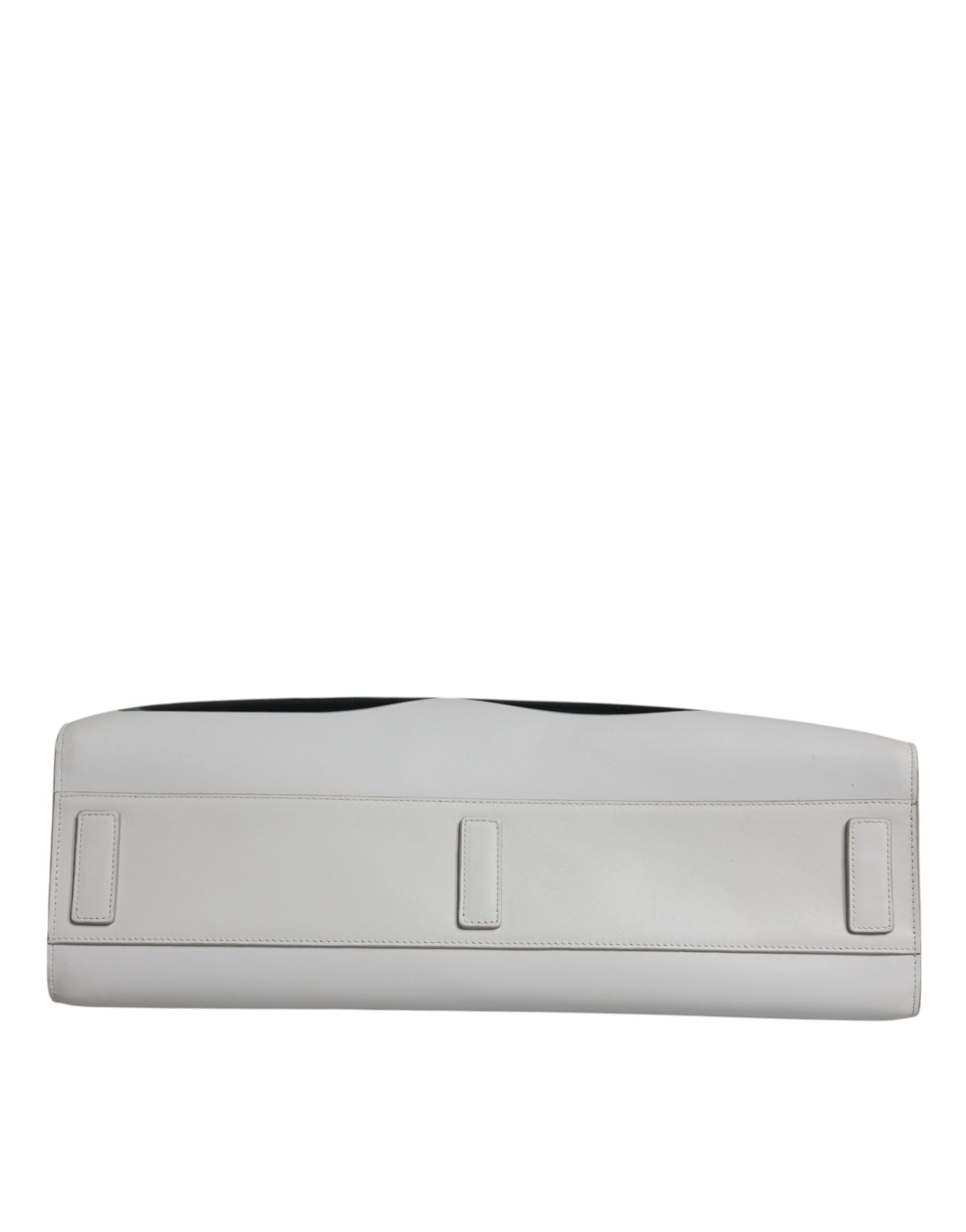 Dolce & Gabbana White Logo Print DG Daily Calfskin Shopping Tote Bag