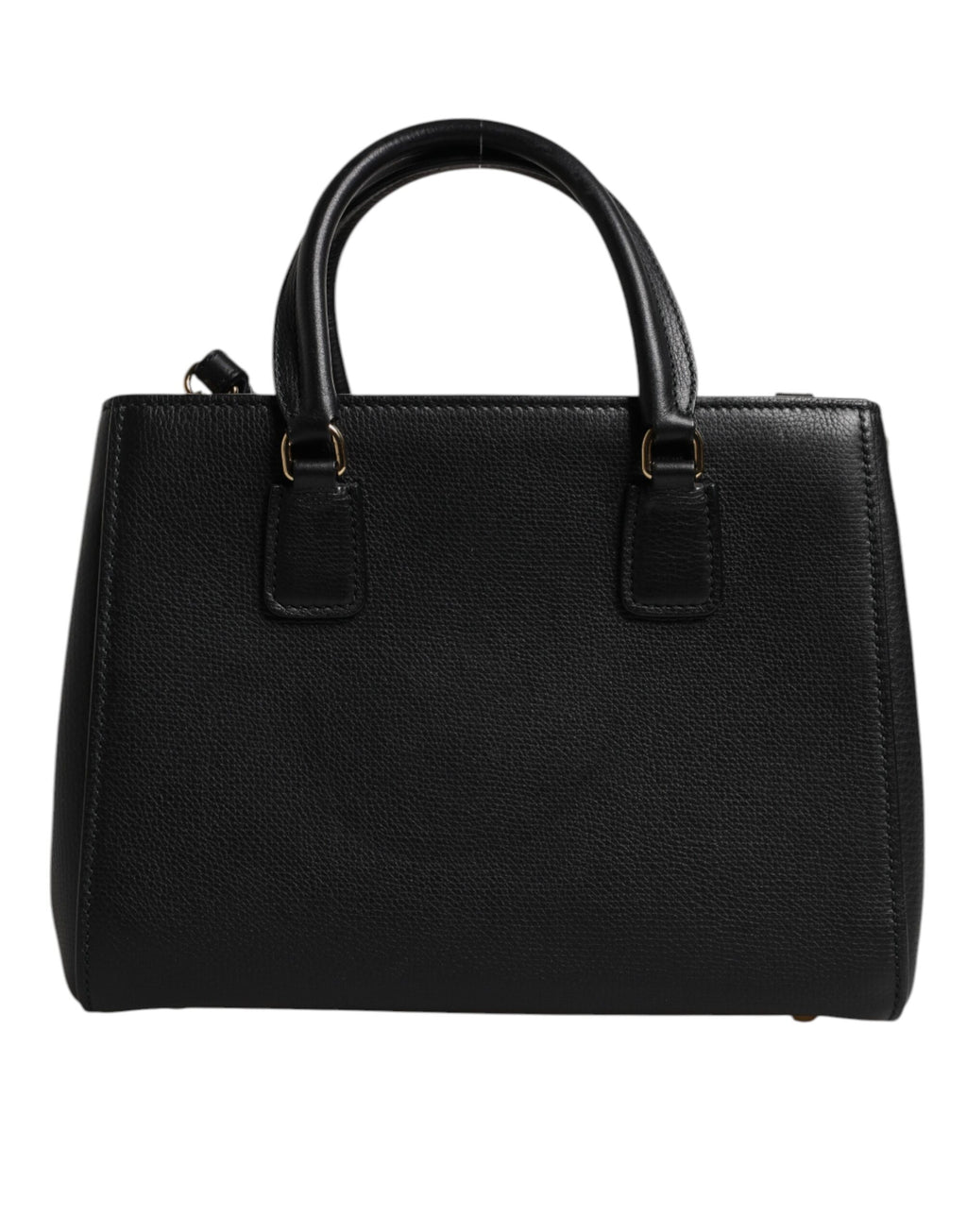 Dolce & Gabbana Black Calf Leather Logo Plaque Shoulder Handbag Bag