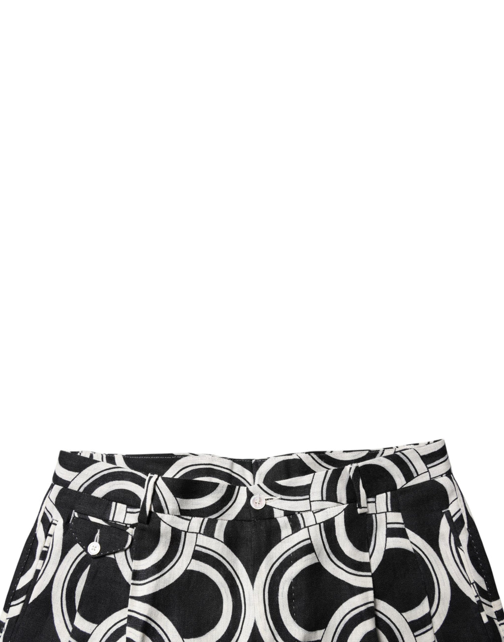 Dolce & Gabbana Black White Linen Bermuda Shorts