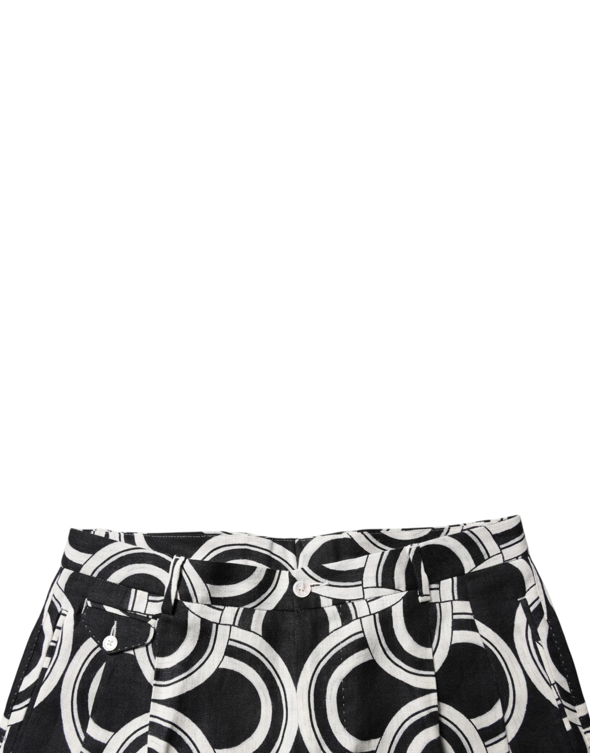Dolce & Gabbana Black White Linen Bermuda Shorts
