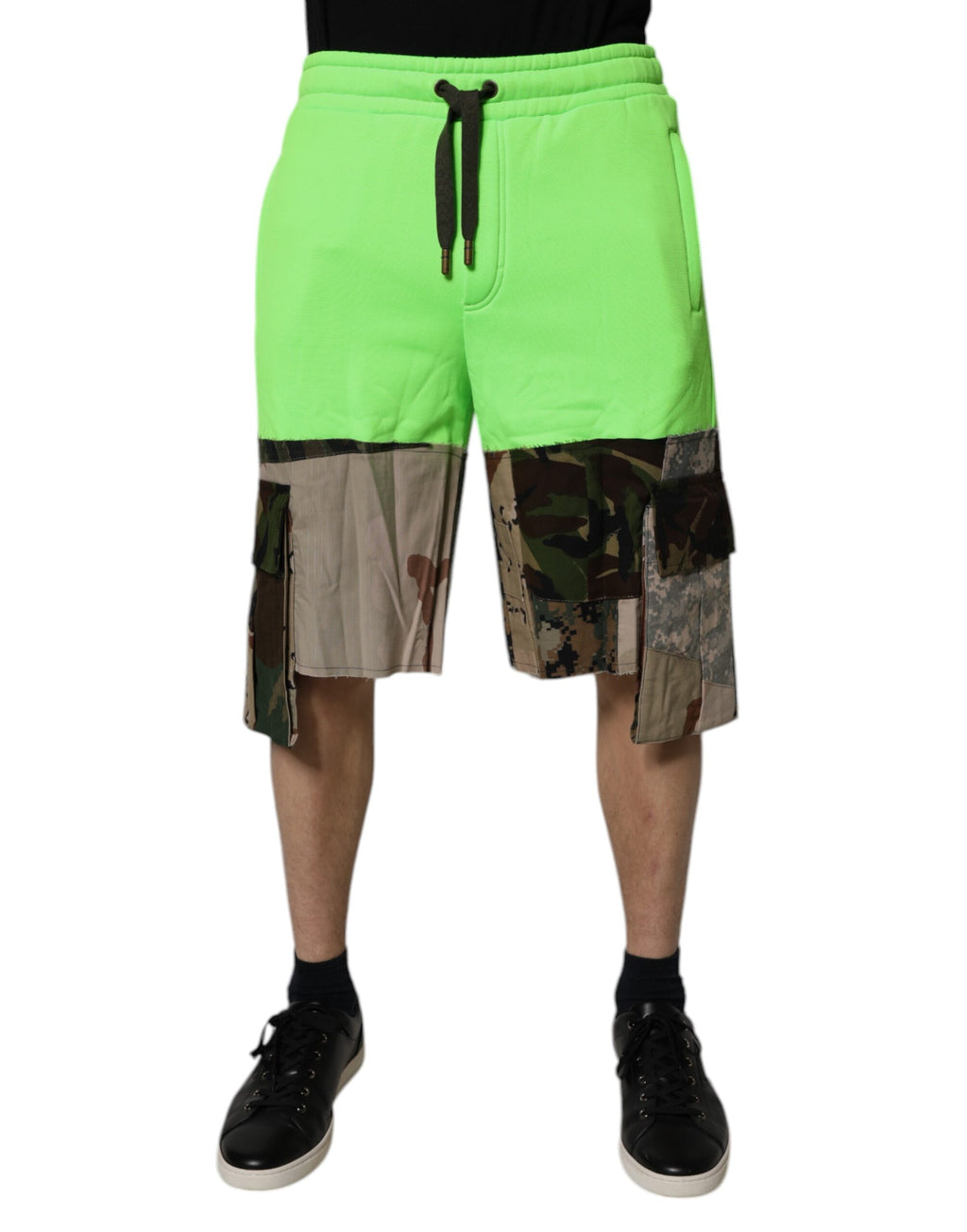 Dolce & Gabbana Green Patchwork Camouflage Men Cargo Shorts