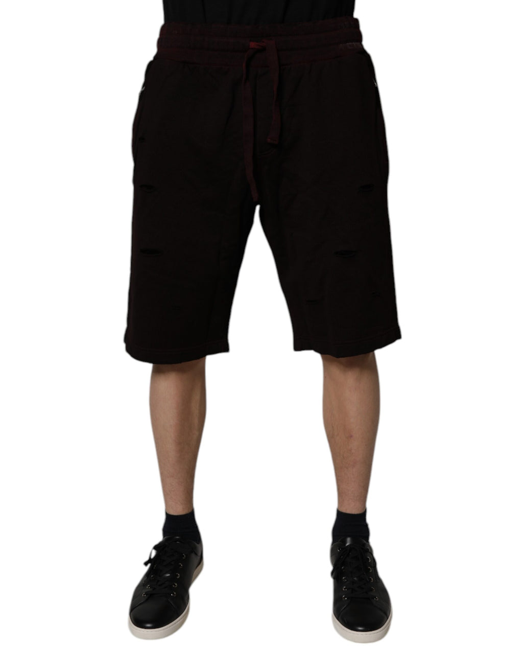 Dolce & Gabbana Maroon Cotton Logo Plaque Men Bermuda Shorts