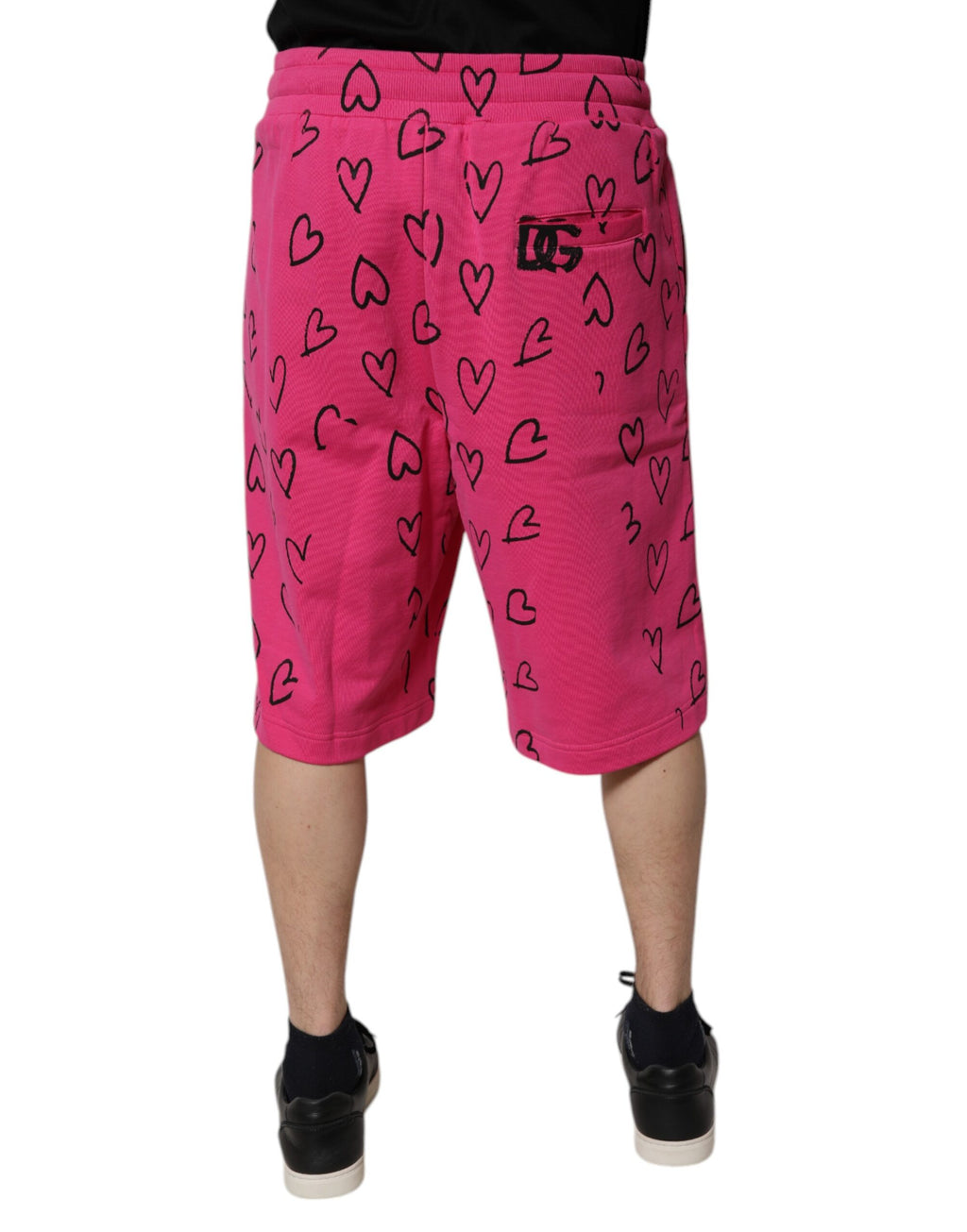 Dolce & Gabbana Pink Cotton Heart Print Bermuda Shorts