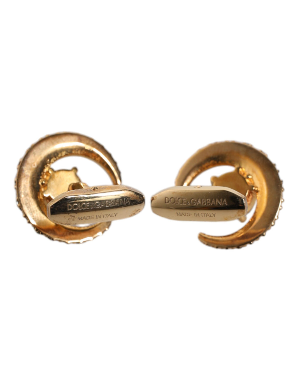 Dolce & Gabbana Brass Gold Black Crystal Luna Cufflink