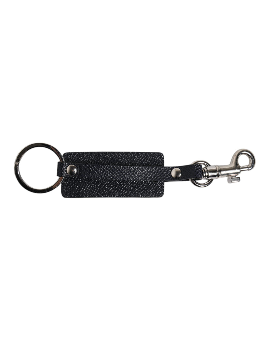 Dolce & Gabbana Blue Calf Leather DG Logo Silver Brass Keyring Keychain