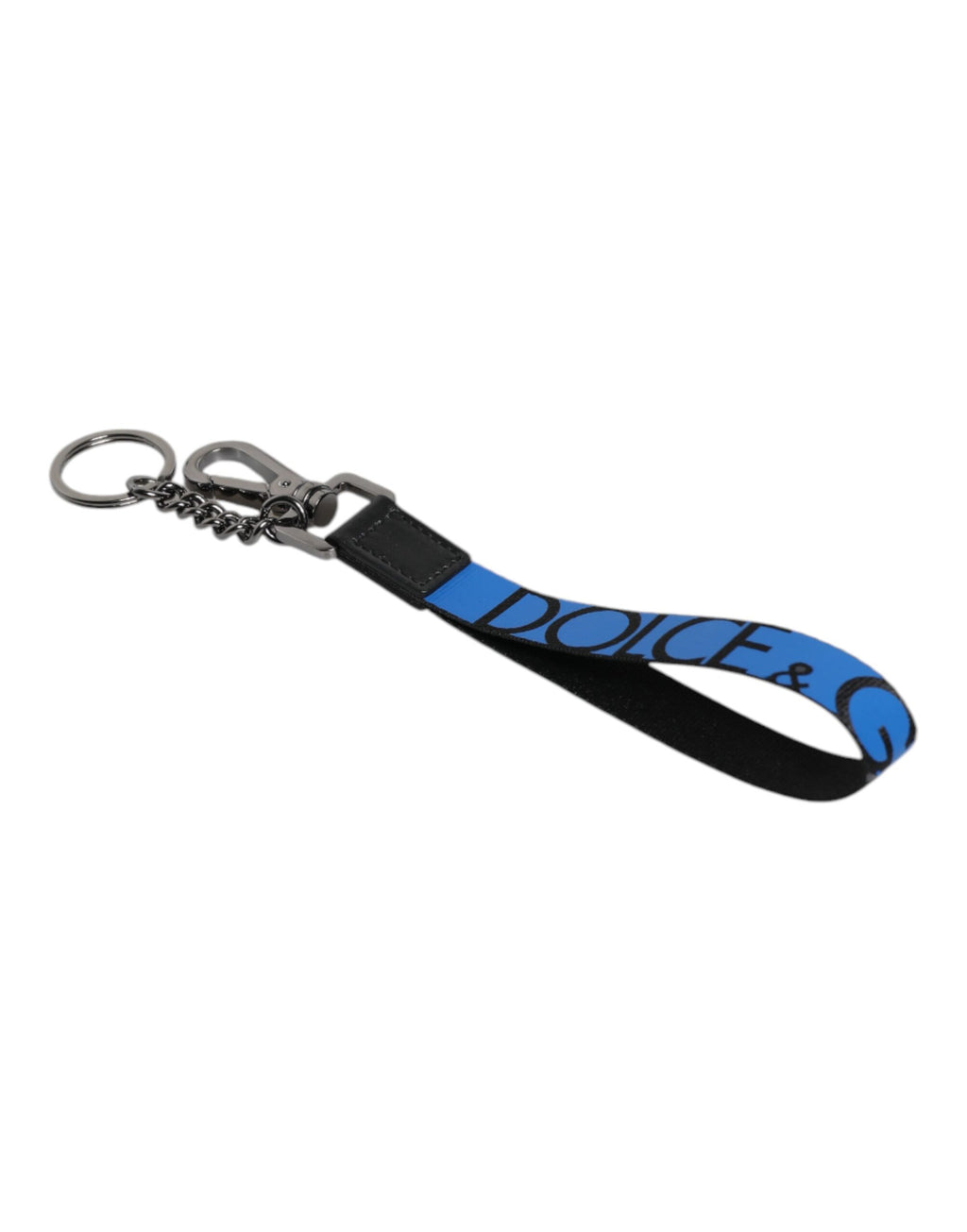Dolce & Gabbana Blue Logo Nylon Silver Brass Men Holder Keychain Keyring