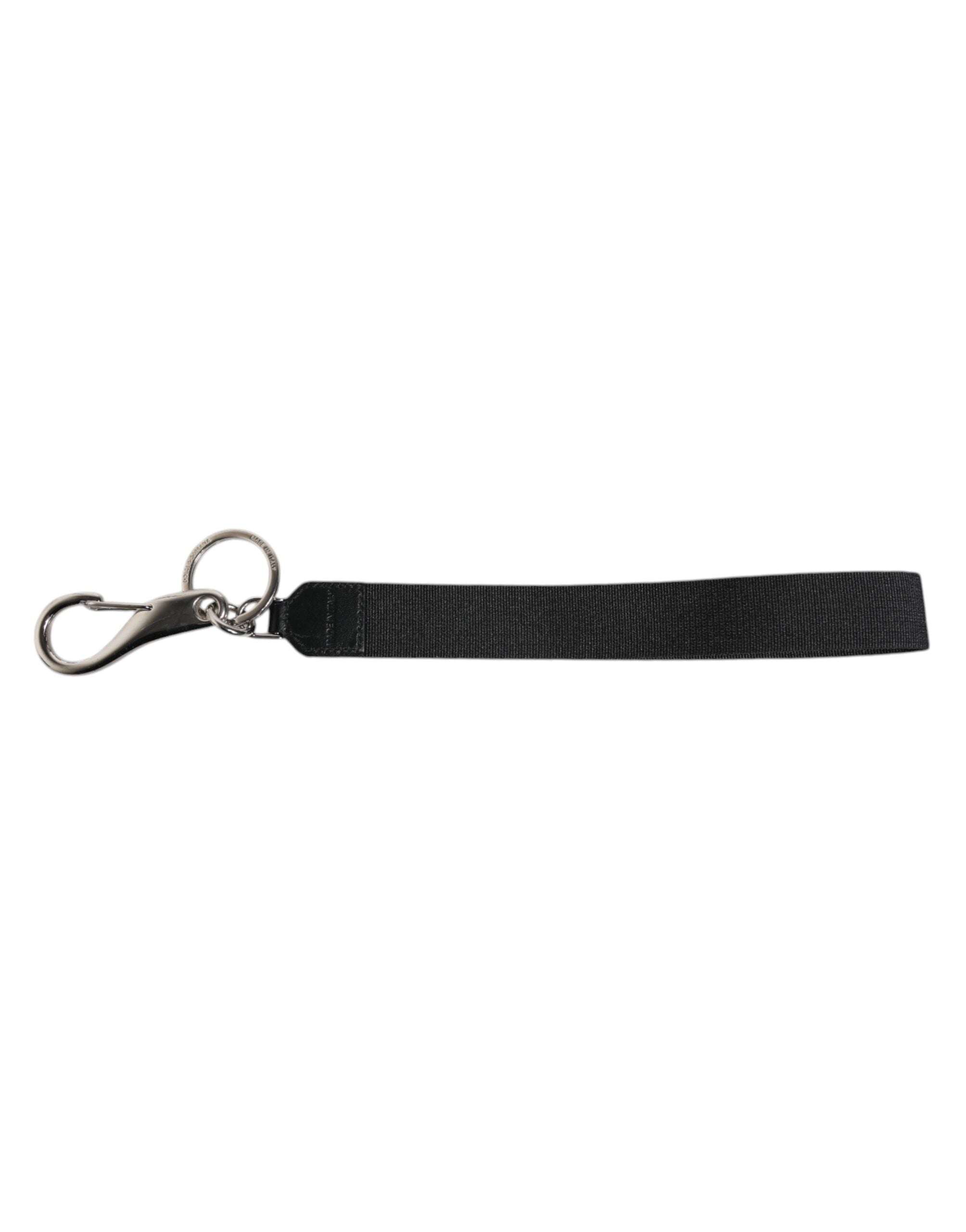 Dolce & Gabbana Black Nylon Logo DG Crown Men's Holder Keychain Keyring
