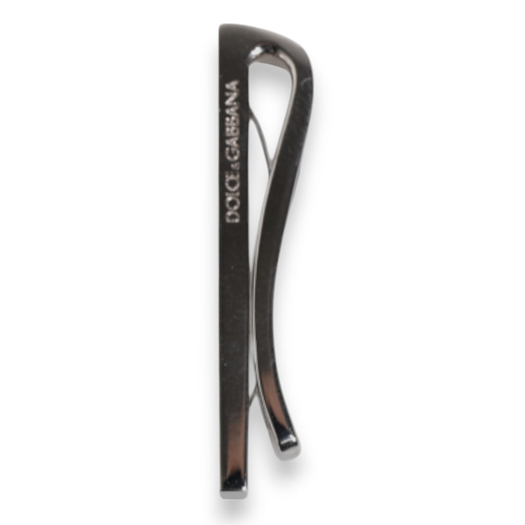 Dolce & Gabbana Silver Tone Brass Logo Branded Tie Clip Bar