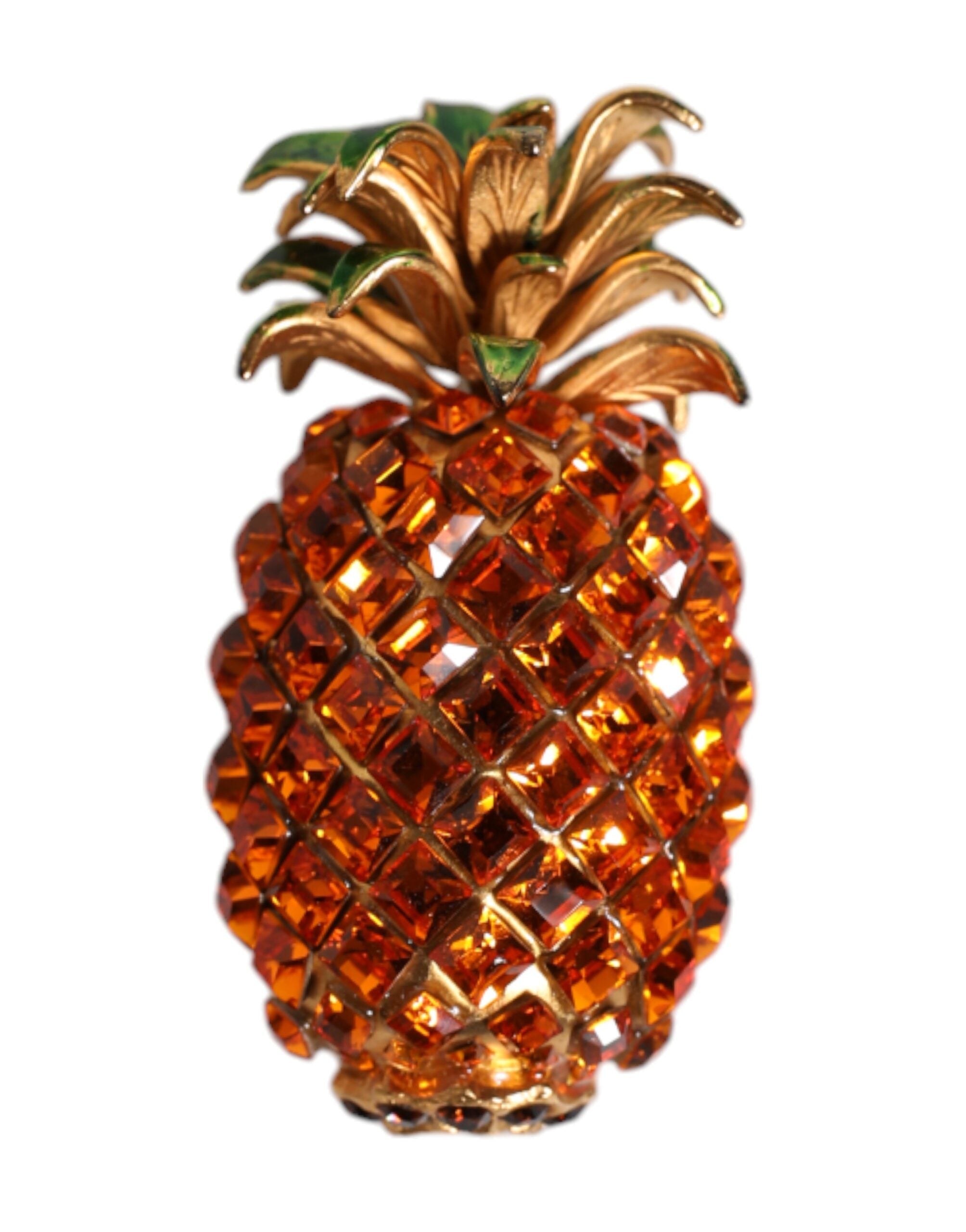 Dolce & Gabbana Gold Brass Pineapple Crystal Jewelry Brooch Pin