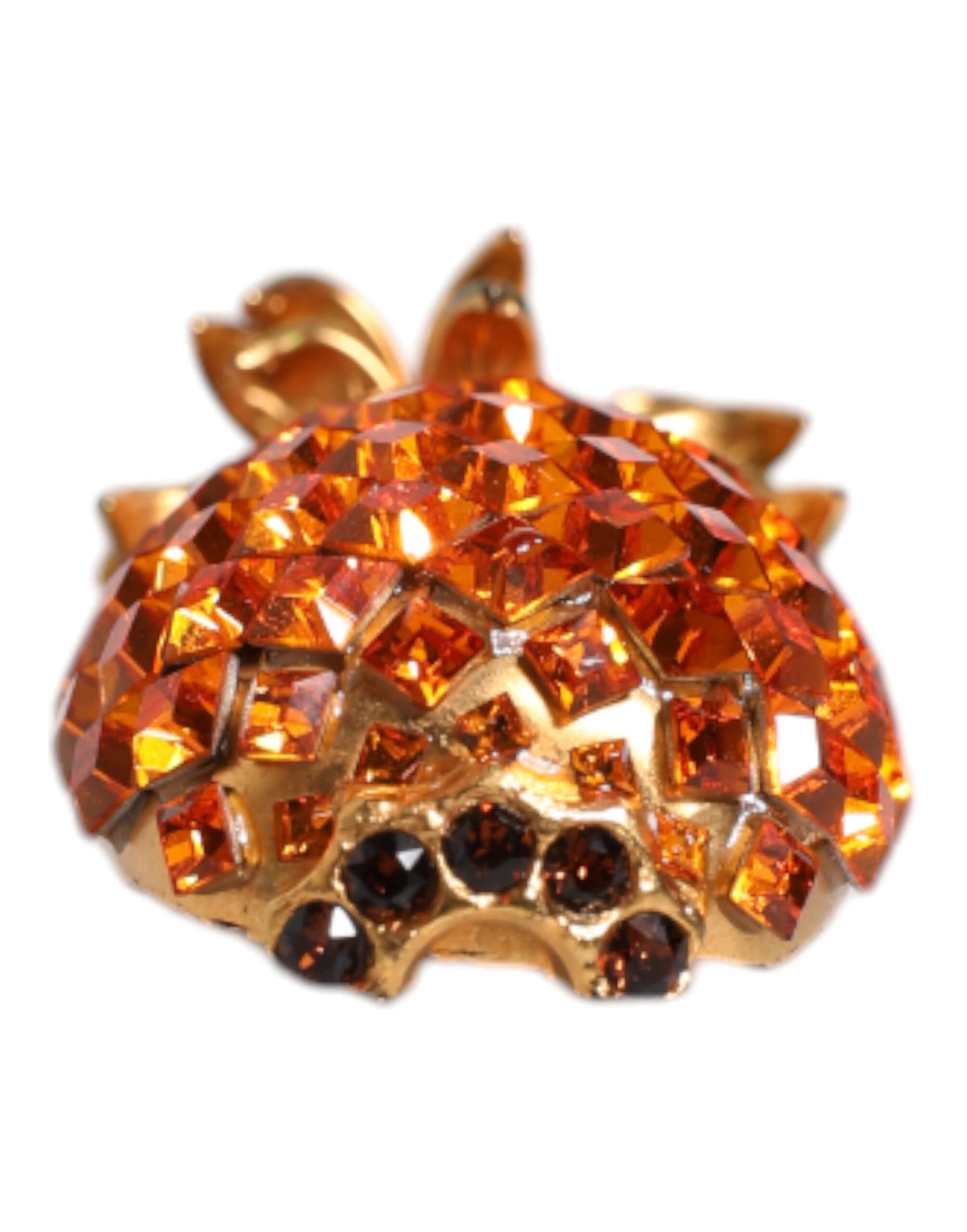 Dolce & Gabbana Gold Brass Pineapple Crystal Jewelry Brooch Pin