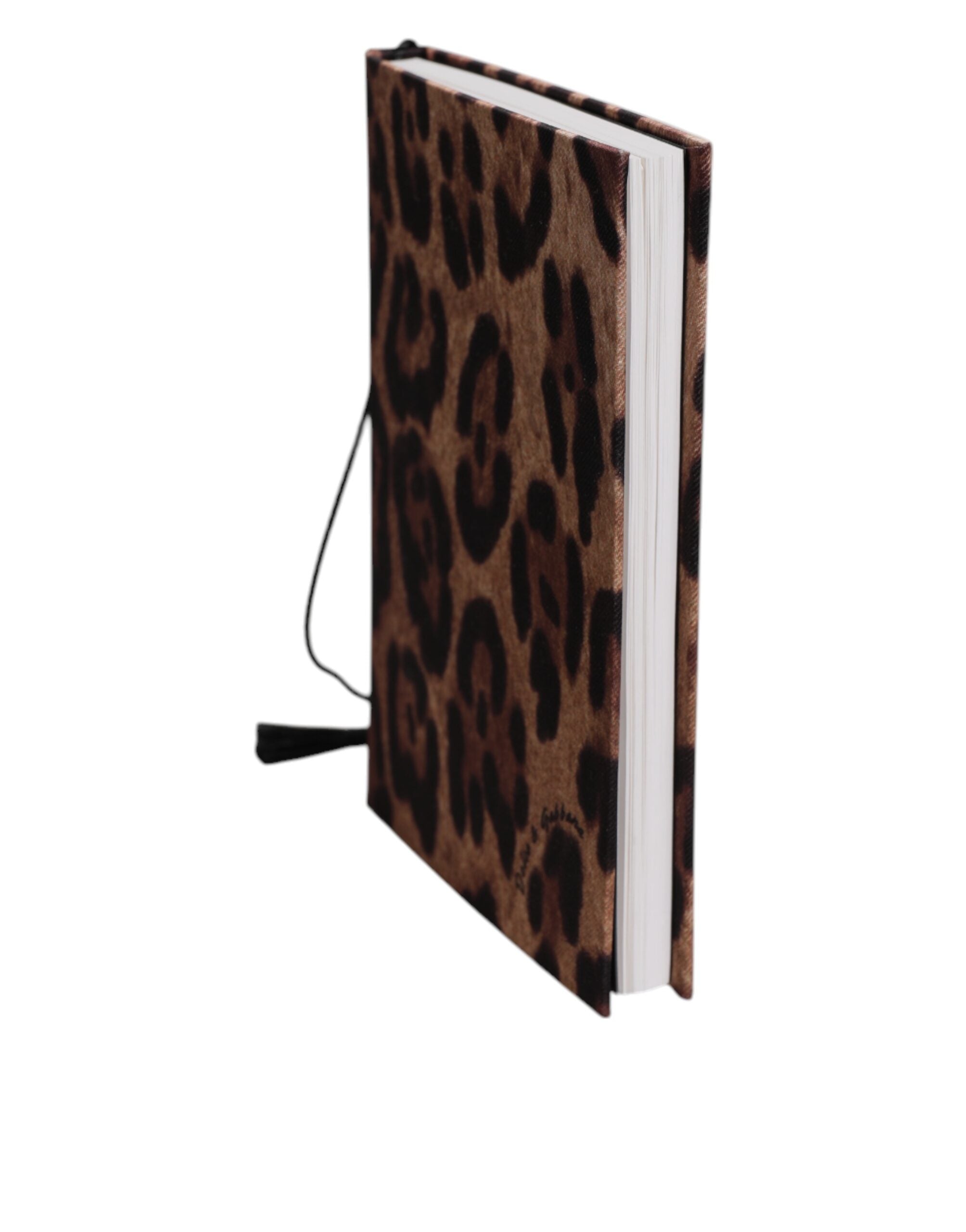 Dolce & Gabbana Brown Black Polyester Leopard Logo Print Small Notebook