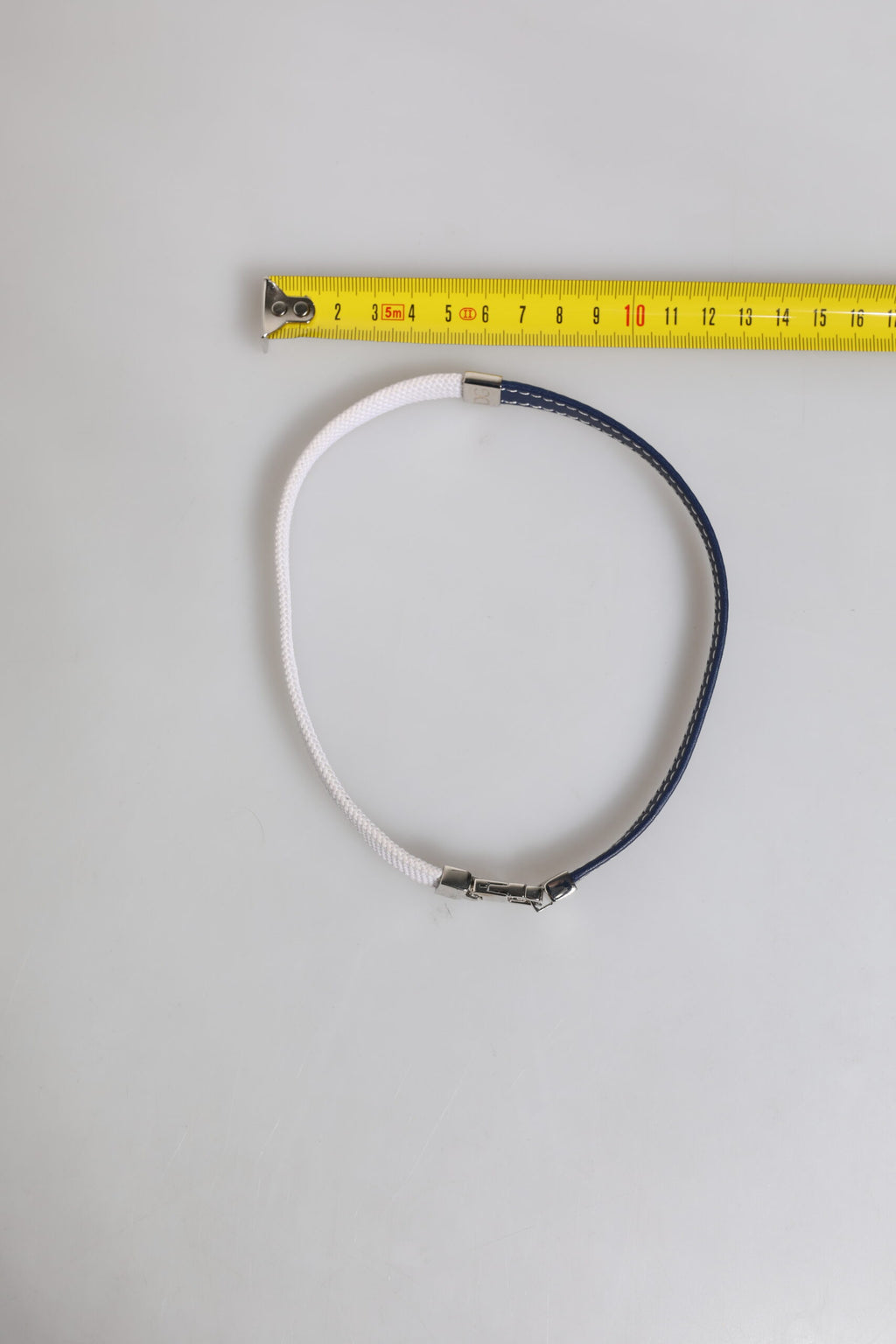 Dolce & Gabbana Blue White Leather Trimmed DG Engraved Silver Tone Clasp Bracelet