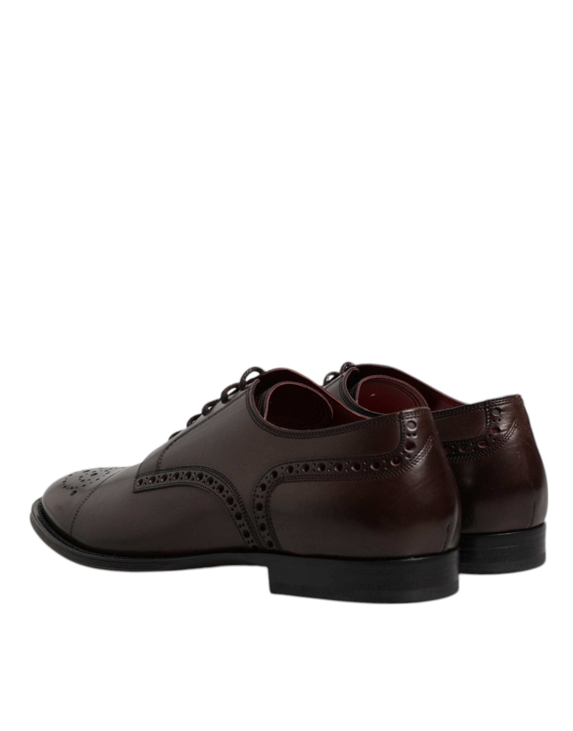 Dolce & Gabbana Maroon Calfskin Leather Derby Men Dress Shoes
