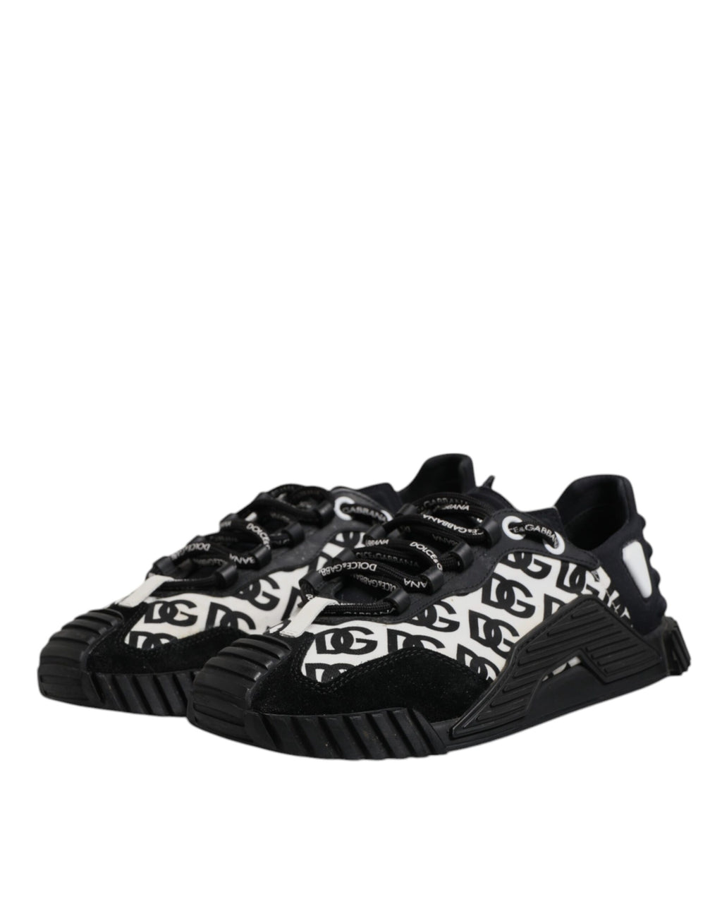 Dolce & Gabbana Black Logo Lace Up Low Top NS1 Sneakers Shoes