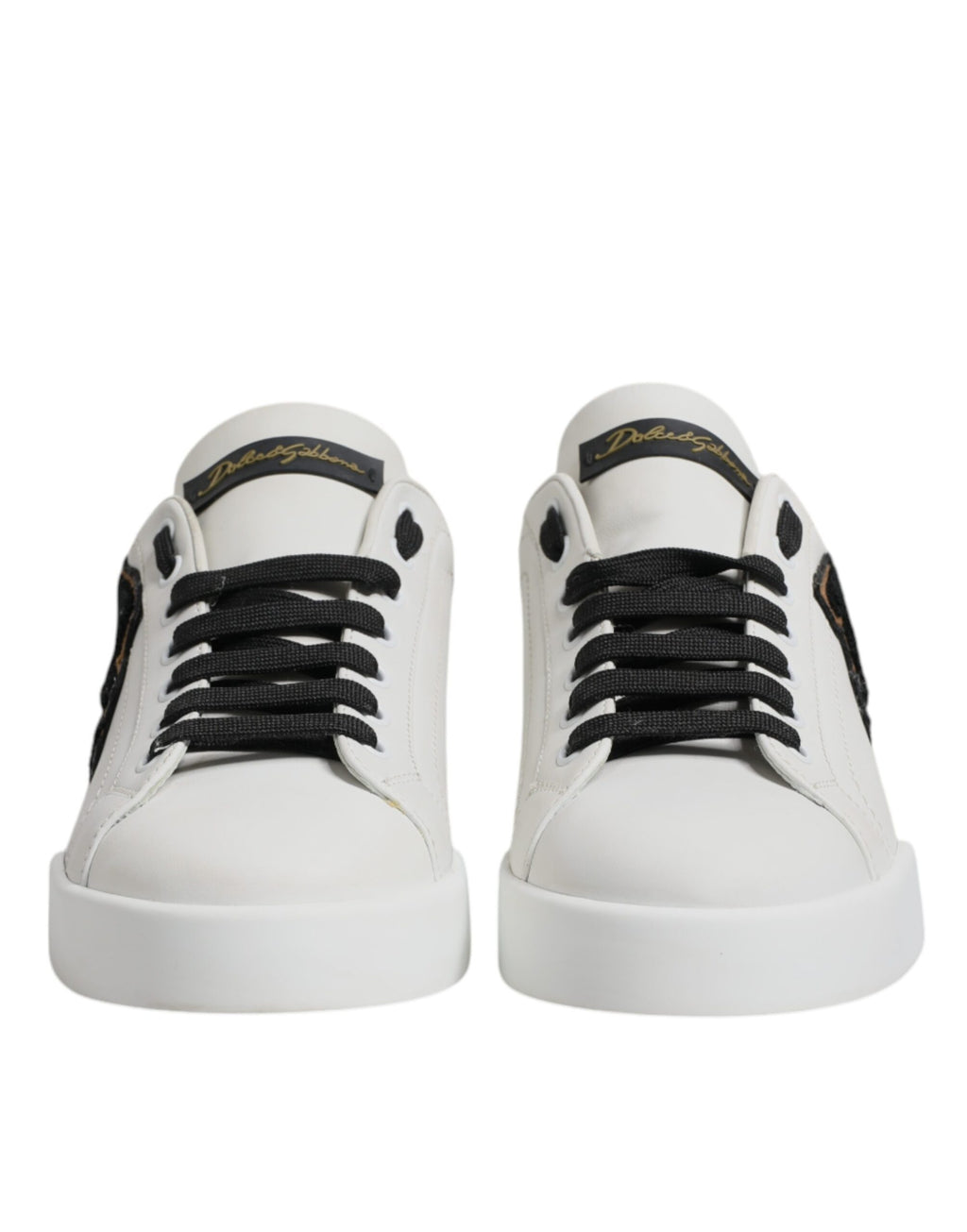 Dolce & Gabbana White Leather DG Logo Low Top Sneakers Shoes