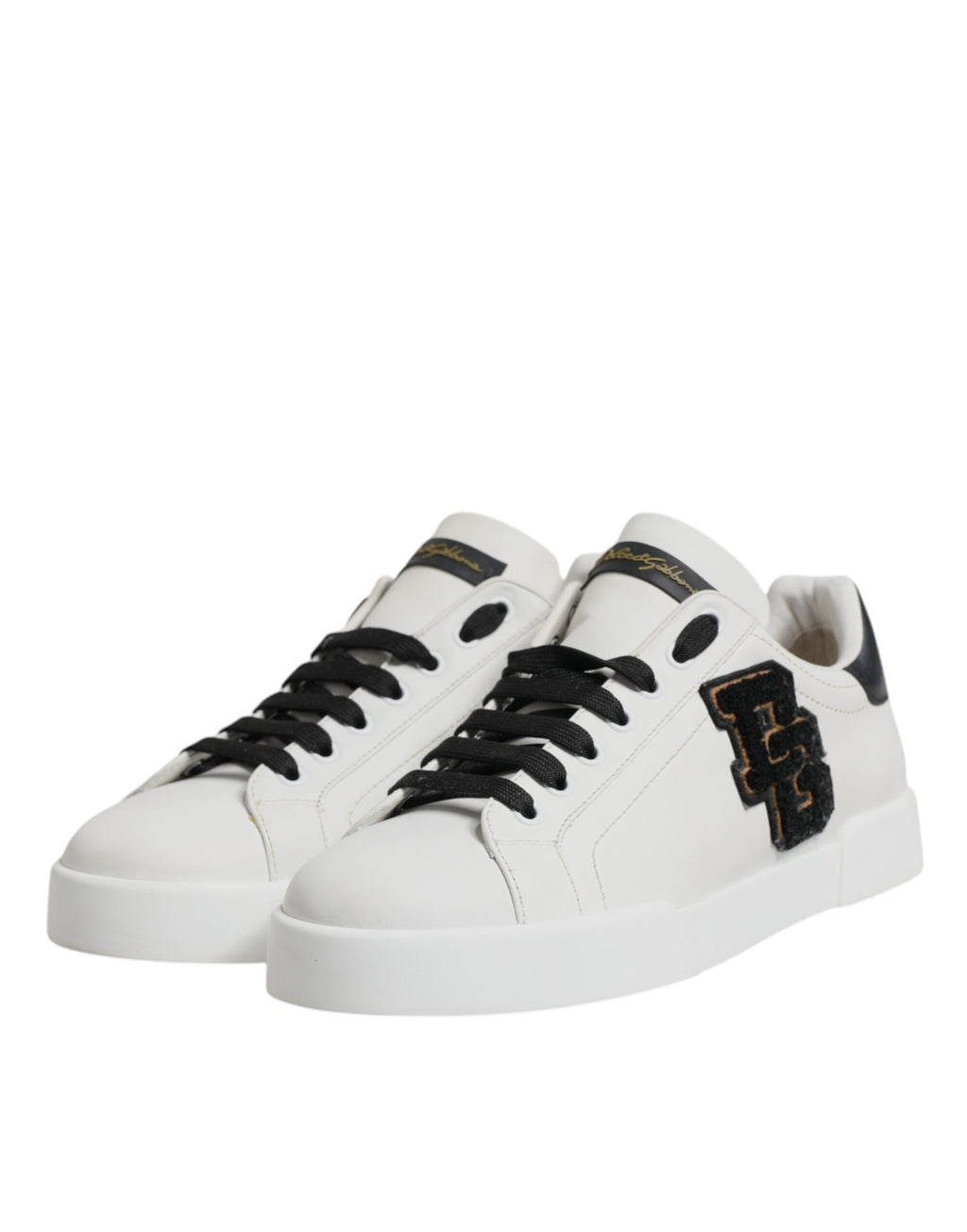 Dolce & Gabbana White Leather DG Logo Low Top Sneakers Shoes