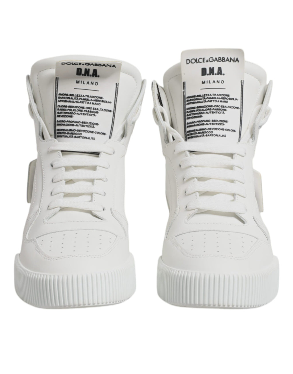 Dolce & Gabbana White Leather High Top Sneakers Shoes