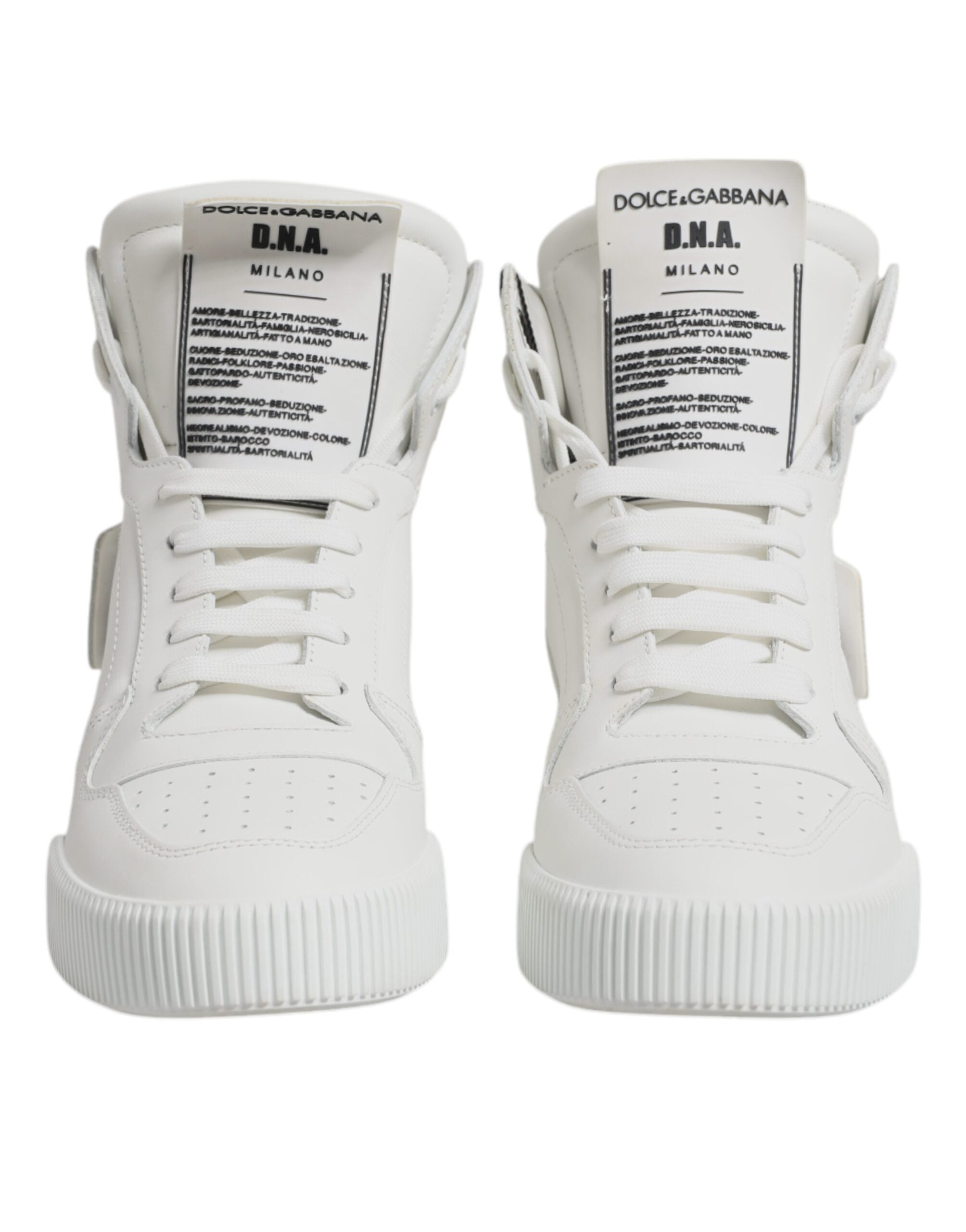 Dolce & Gabbana White Leather High Top Sneakers Shoes