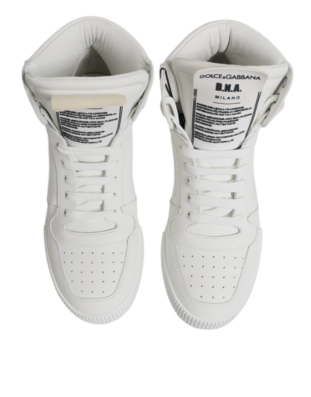 Dolce & Gabbana White Leather High Top Sneakers Shoes
