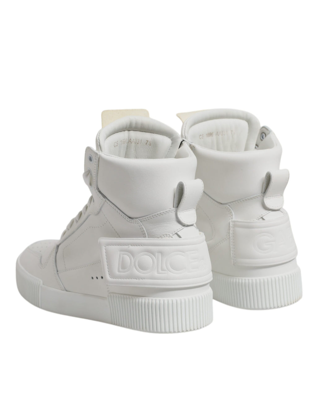 Dolce & Gabbana White Leather High Top Sneakers Shoes