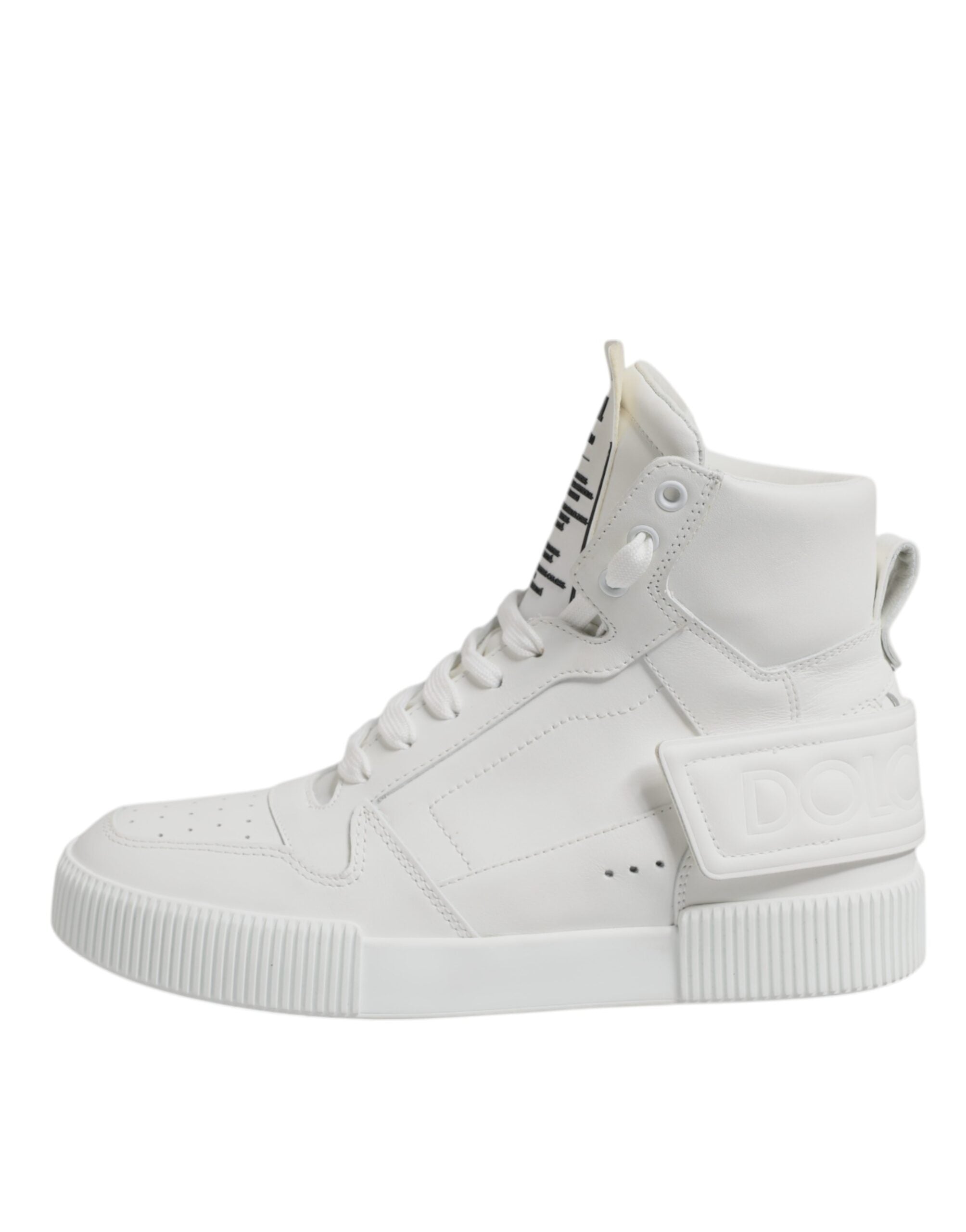 Dolce & Gabbana White Leather High Top Sneakers Shoes