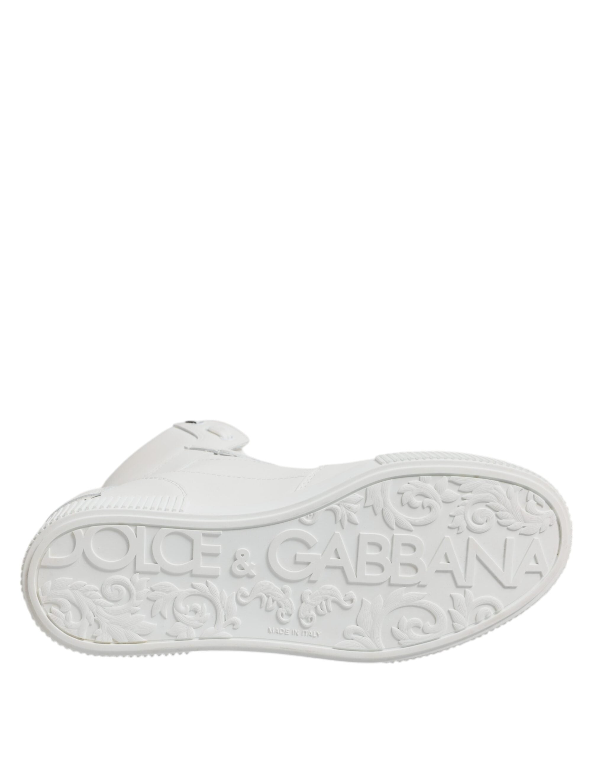 Dolce & Gabbana White Leather High Top Sneakers Shoes