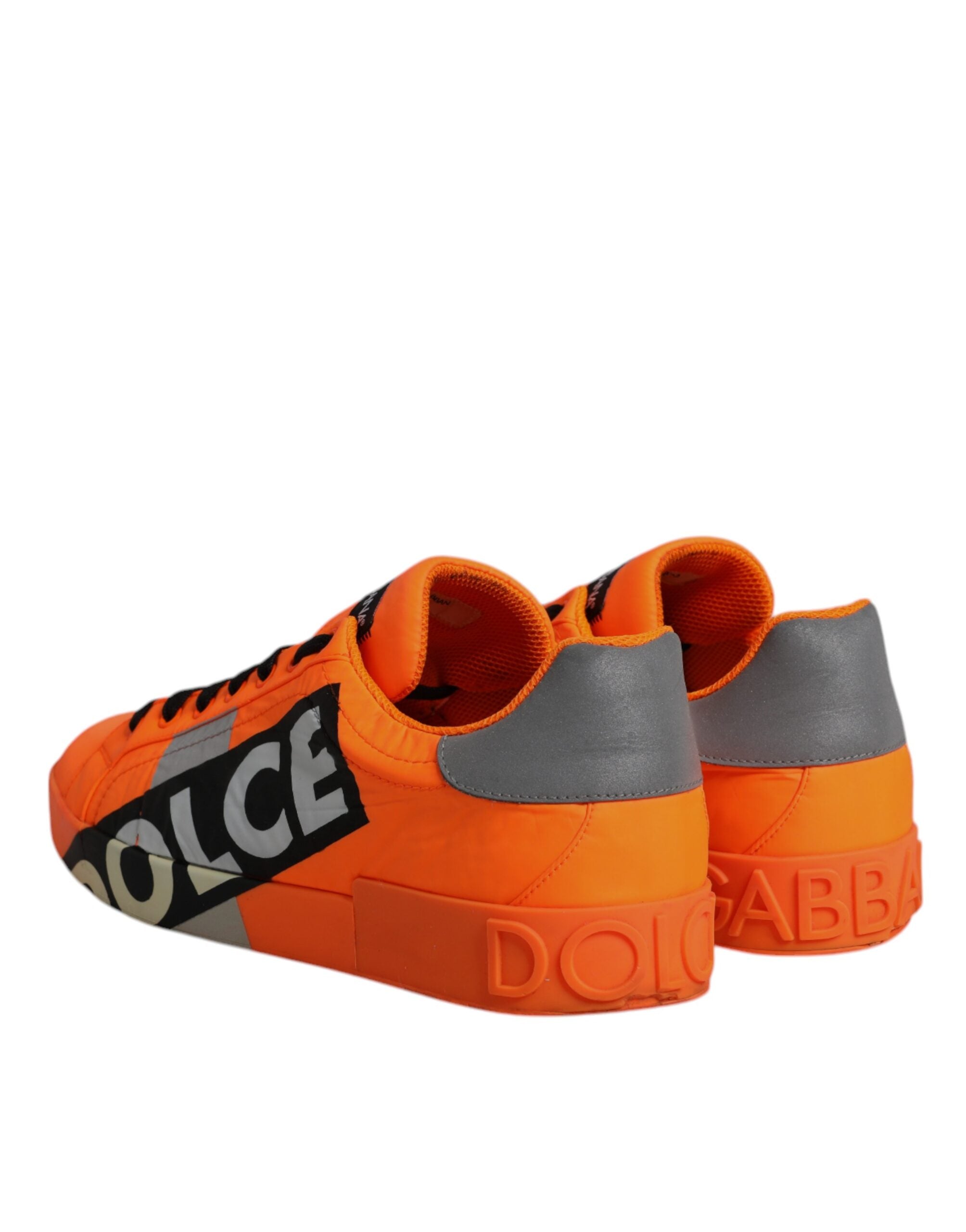 Dolce & Gabbana Orange Portofino Logo Tape Men Sneakers Shoes