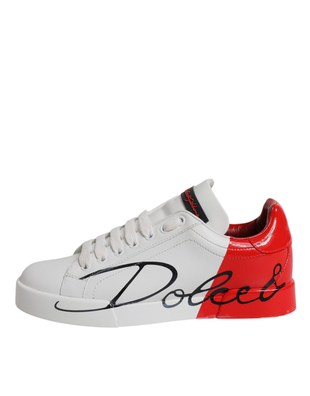 Dolce & Gabbana White Red Leather Logo Low Top Sneakers Shoes