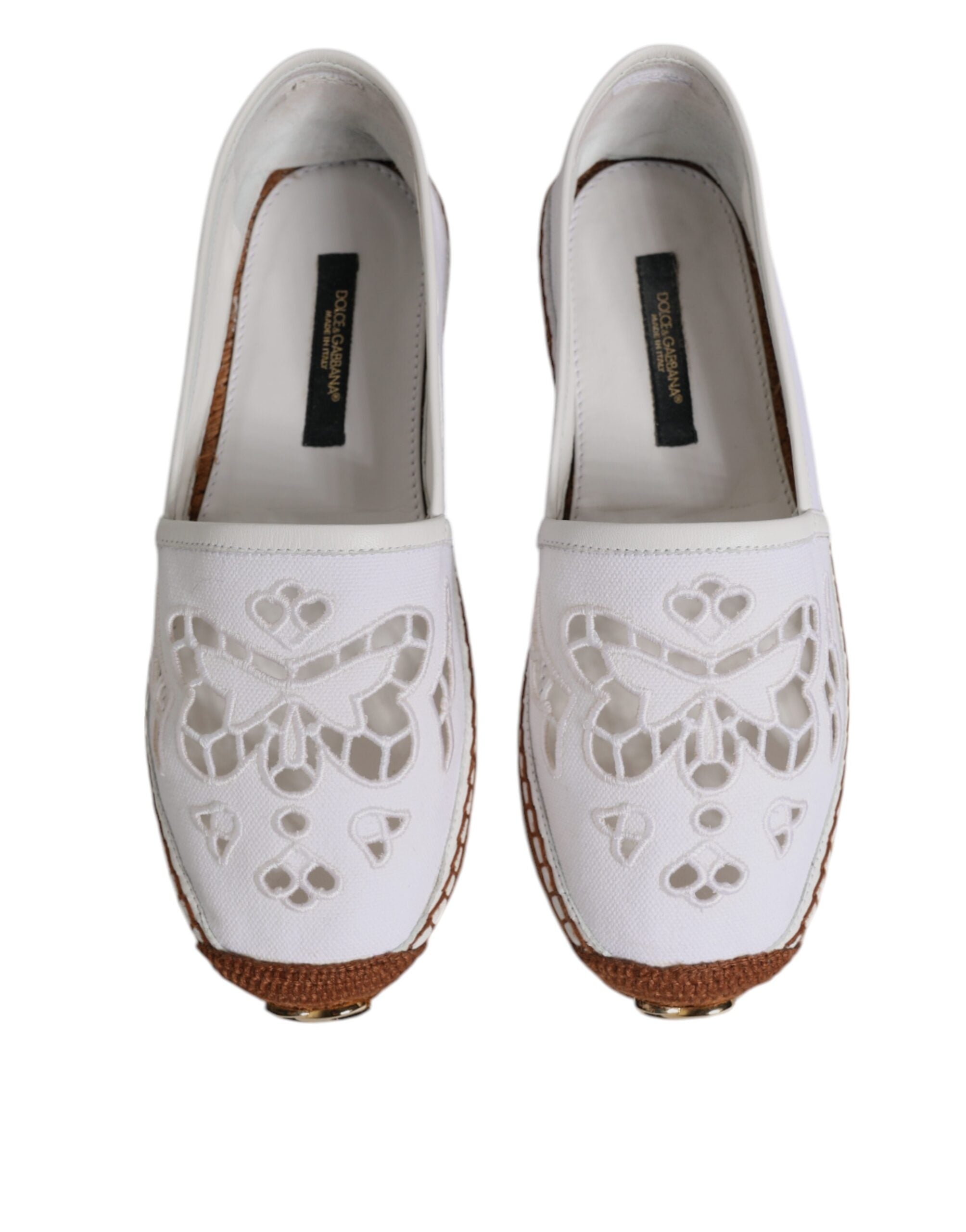 Dolce & Gabbana White Logo Eyelet Slip On Espadrilles Shoes