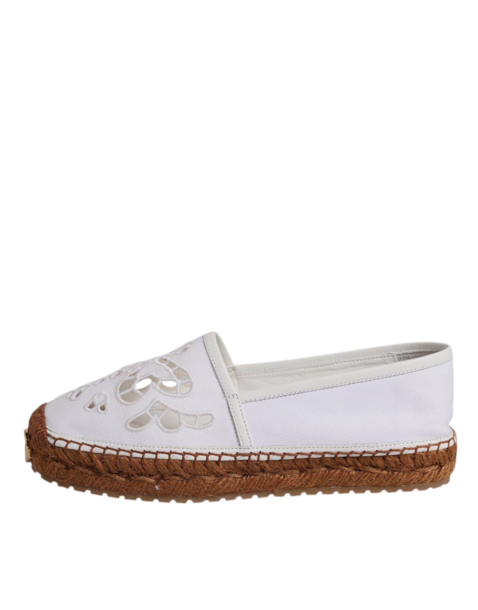 Dolce & Gabbana White Logo Eyelet Slip On Espadrilles Shoes