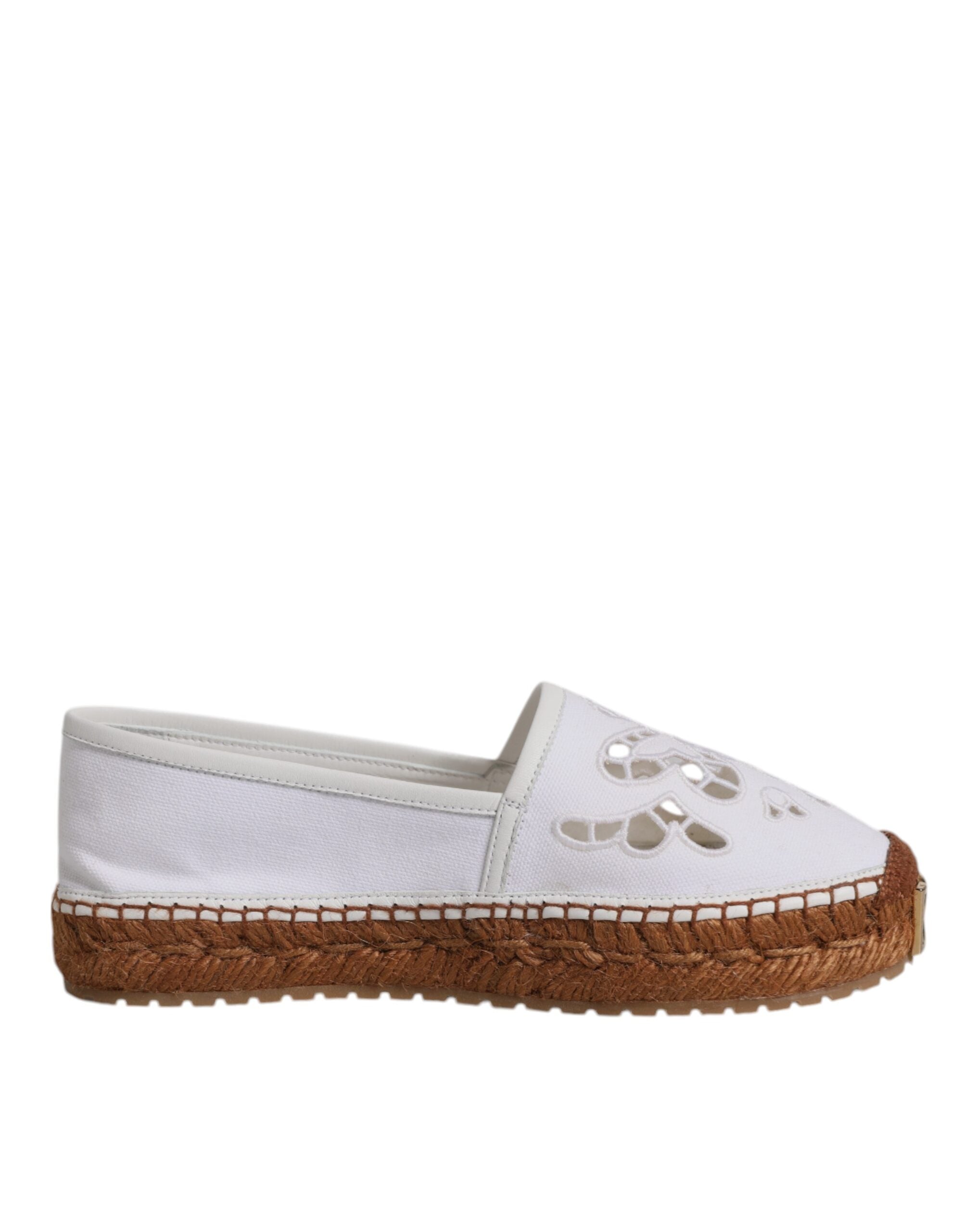 Dolce & Gabbana White Logo Eyelet Slip On Espadrilles Shoes