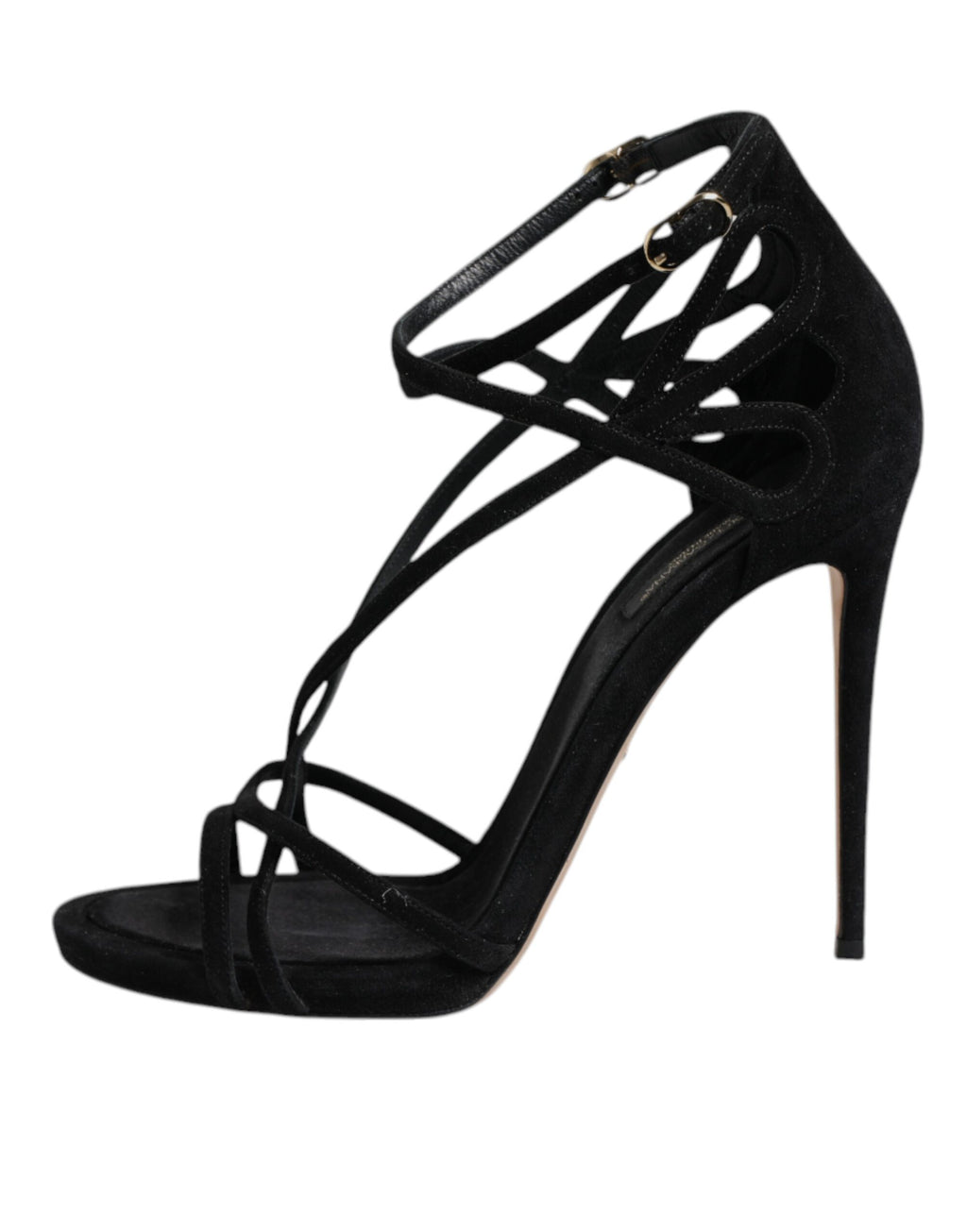 Dolce & Gabbana Black Leather Stiletto Heels Sandals Shoes