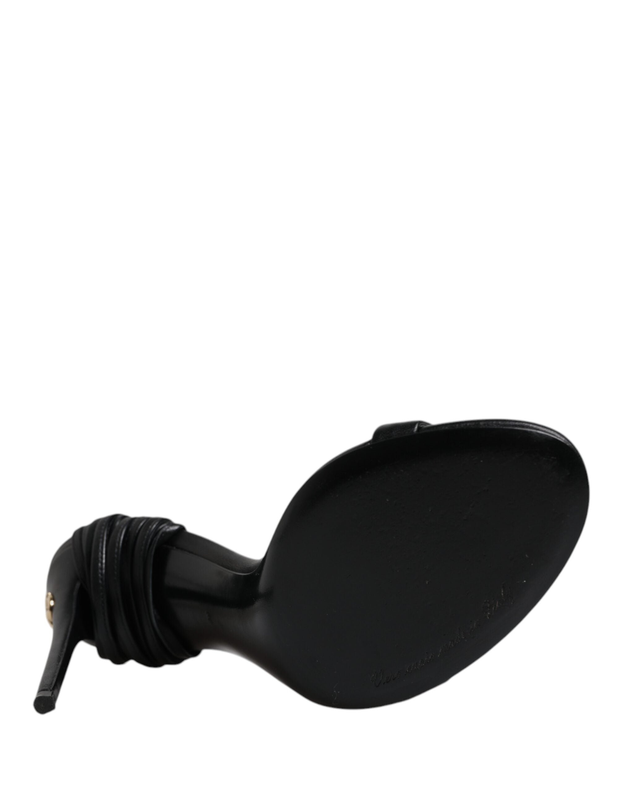 Dolce & Gabbana Black Leather Stiletto Heels Sandals Shoes