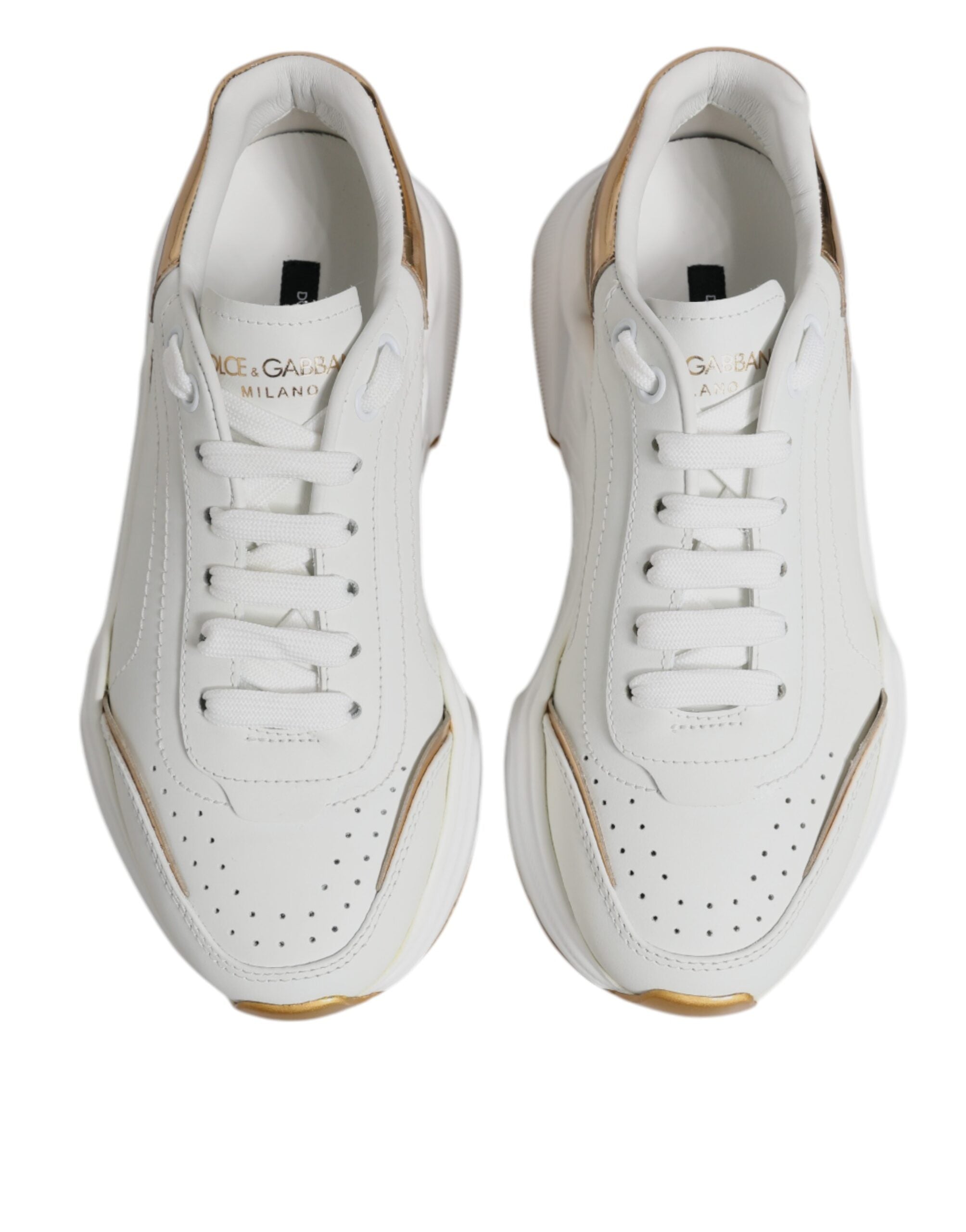 Dolce & Gabbana White Gold Daymaster Low Top Sneakers Shoes