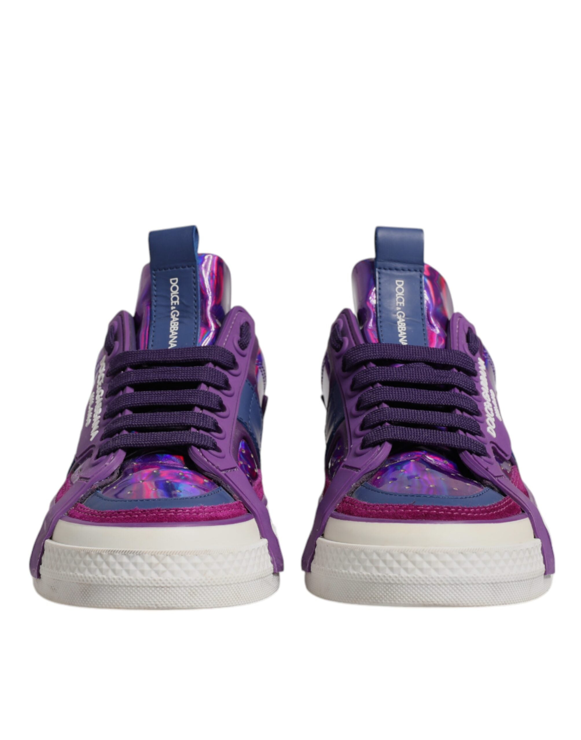 Dolce & Gabbana Purple Leather DG Logo Low Top Sneakers Shoes