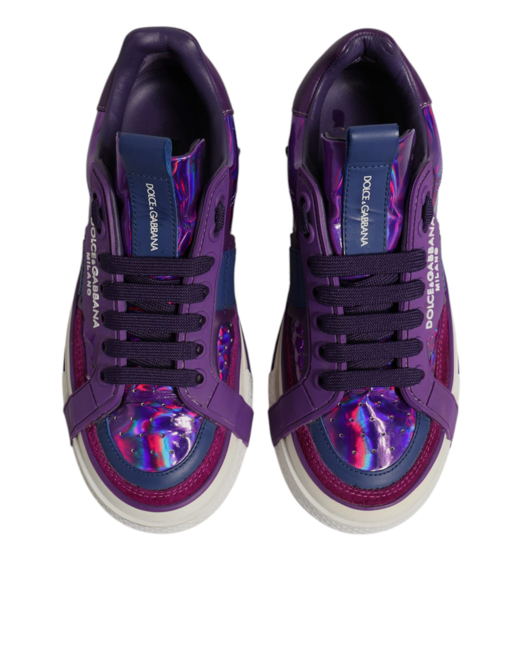 Dolce & Gabbana Purple Leather DG Logo Low Top Sneakers Shoes