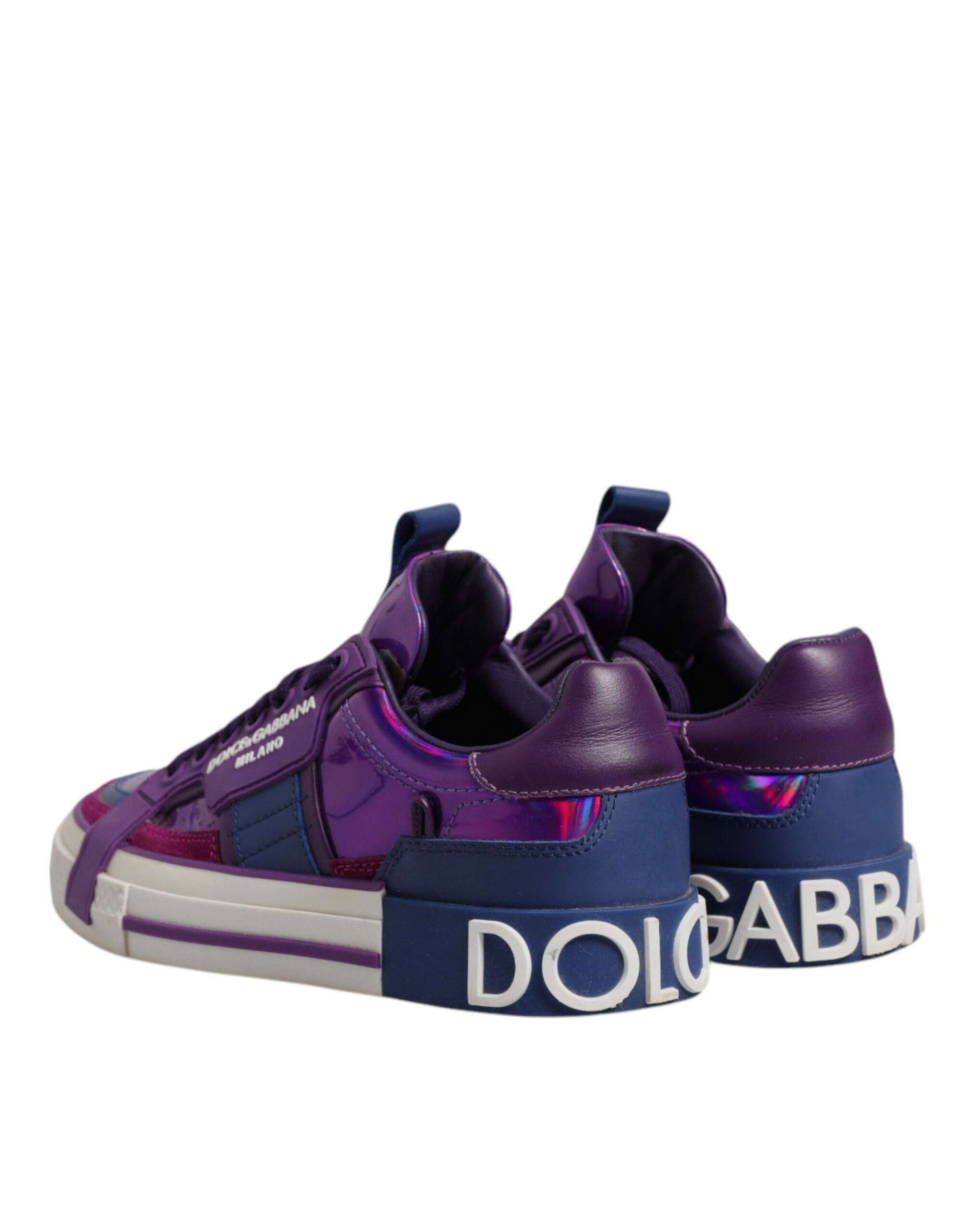 Dolce & Gabbana Purple Leather DG Logo Low Top Sneakers Shoes