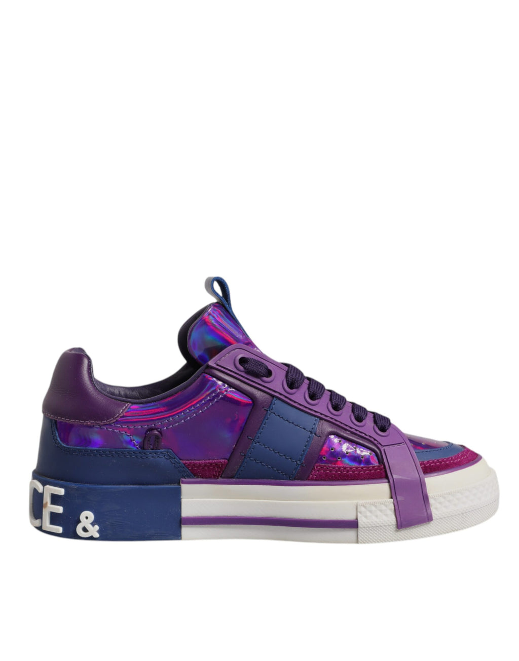 Dolce & Gabbana Purple Leather DG Logo Low Top Sneakers Shoes