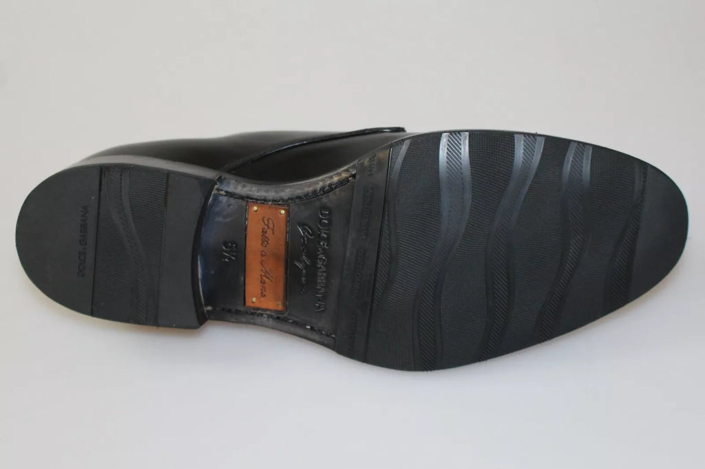 Dolce & Gabbana Elegant Black Leather Derby Dress Shoes