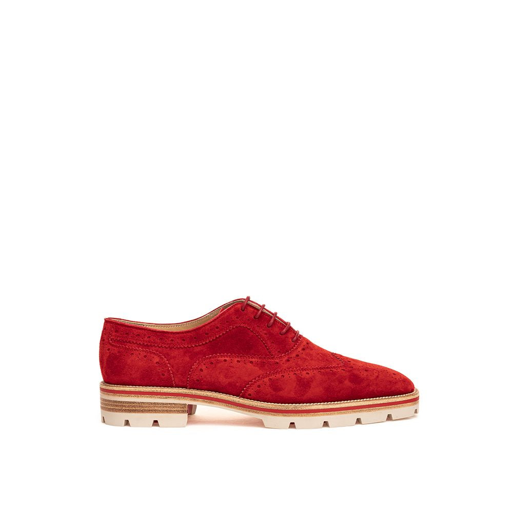 Christian Louboutin Red Suede Leather Oxfords And Derby