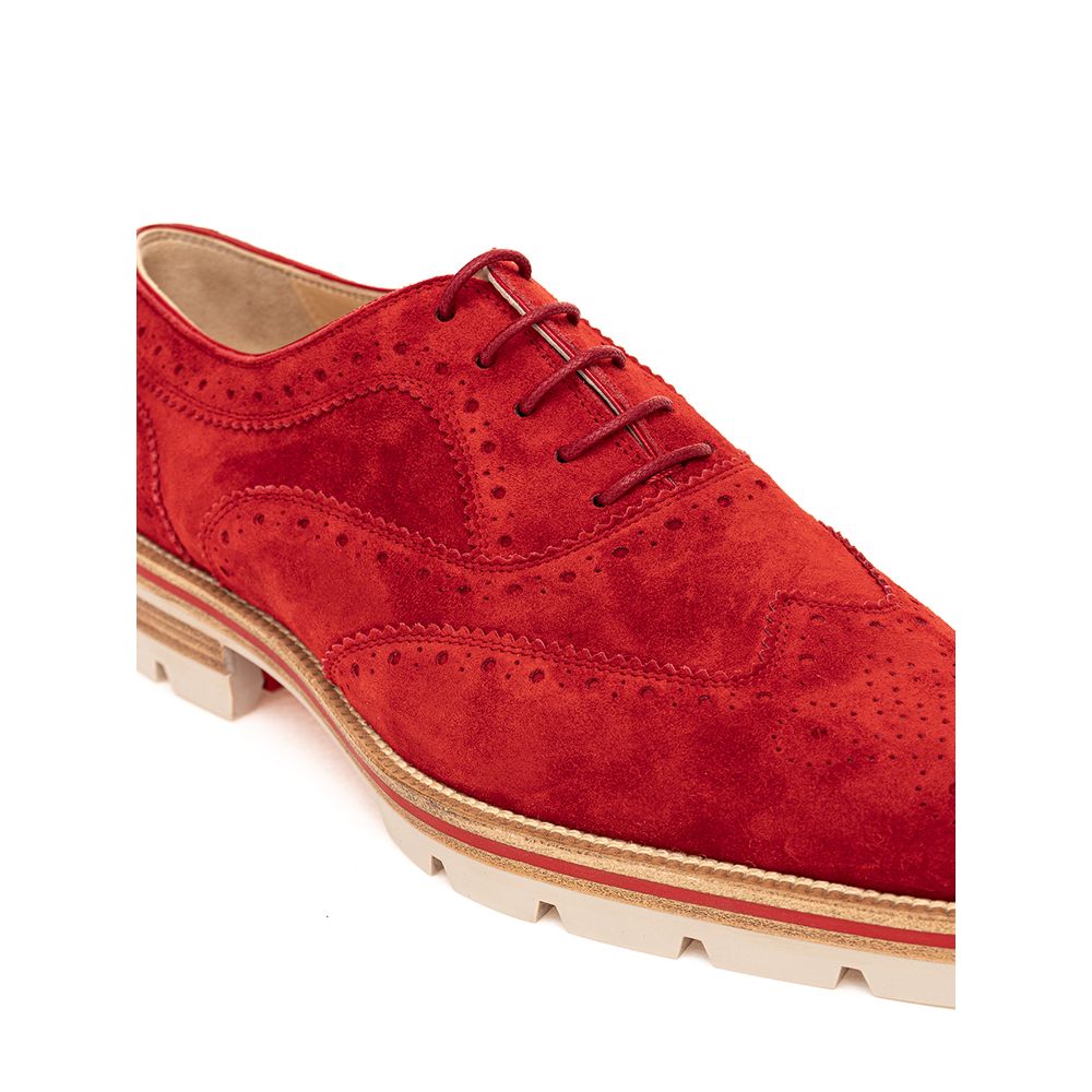 Christian Louboutin Red Suede Leather Oxfords And Derby