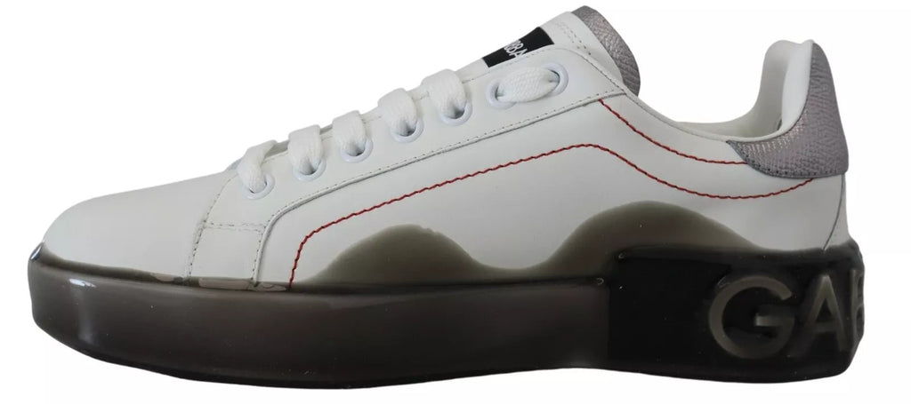 Dolce & Gabbana White Leather Portofino Sneakers Shoes