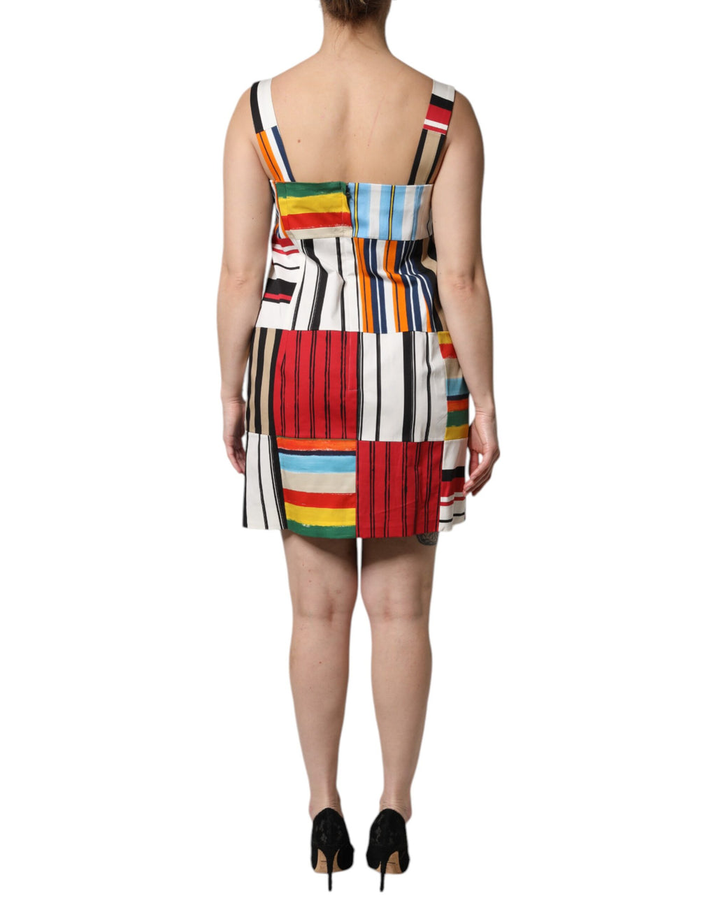 Dolce & Gabbana Multicolor Cotton Stripe Sleeveless Dress