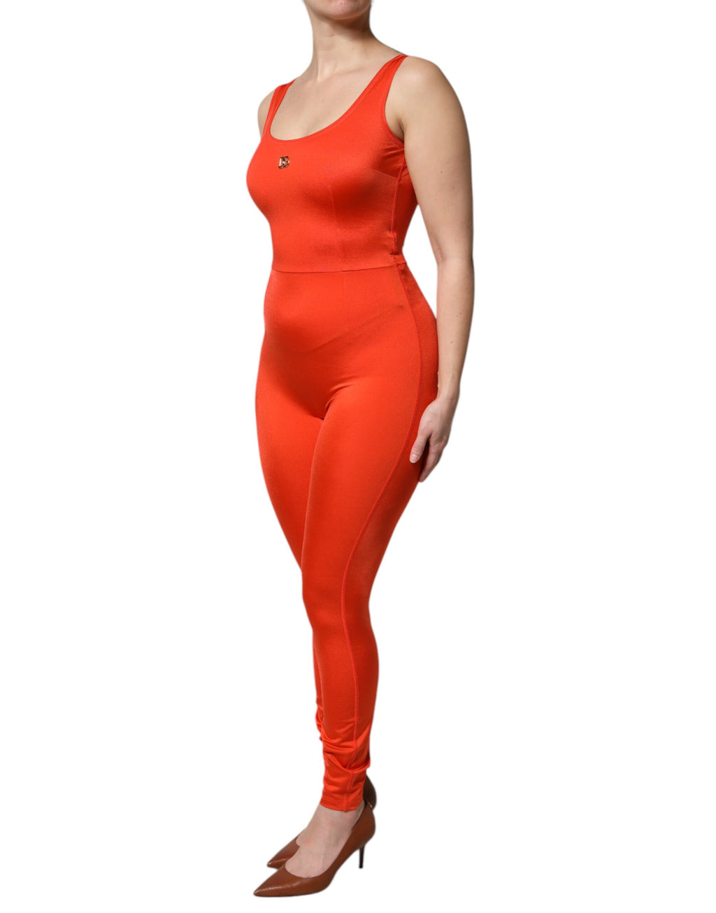 Dolce & Gabbana Orange Sleeveless Bodycon Jumpsuit Dress