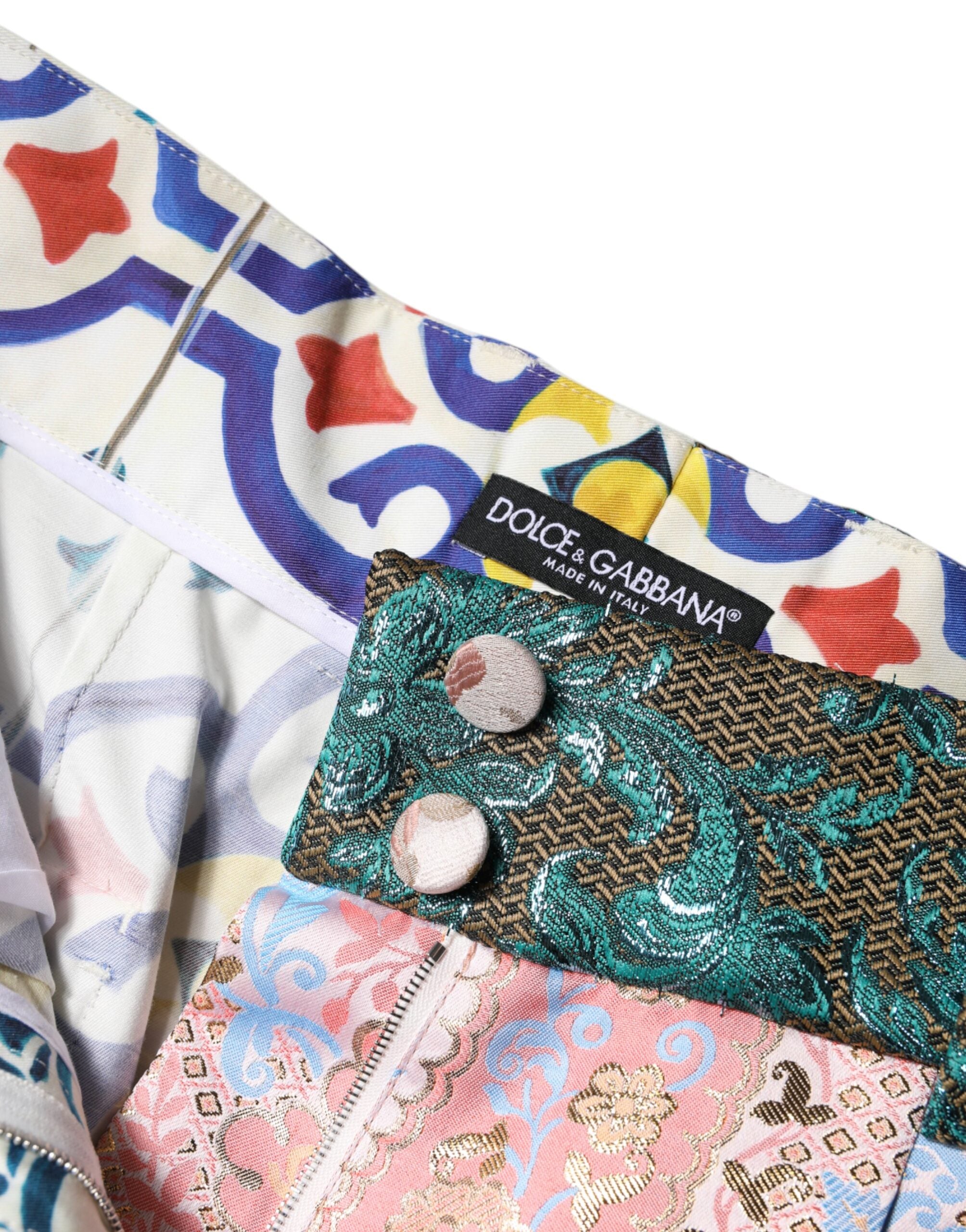 Dolce & Gabbana Multicolor Cotton Patchwork Hot Pants Shorts