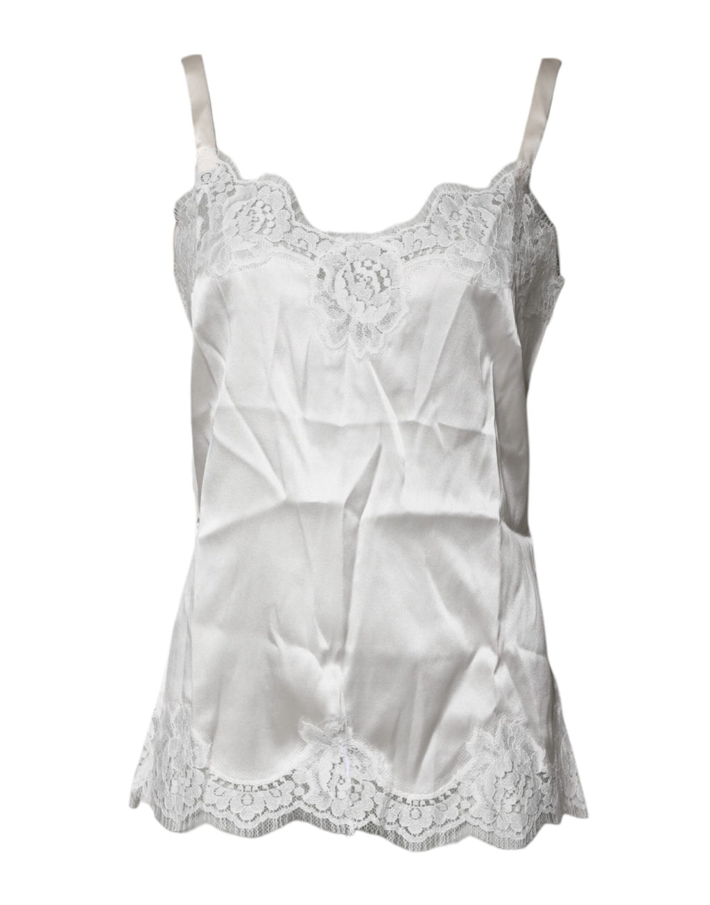 Dolce & Gabbana Top White Satin Lace Tank Lingerie Underwear