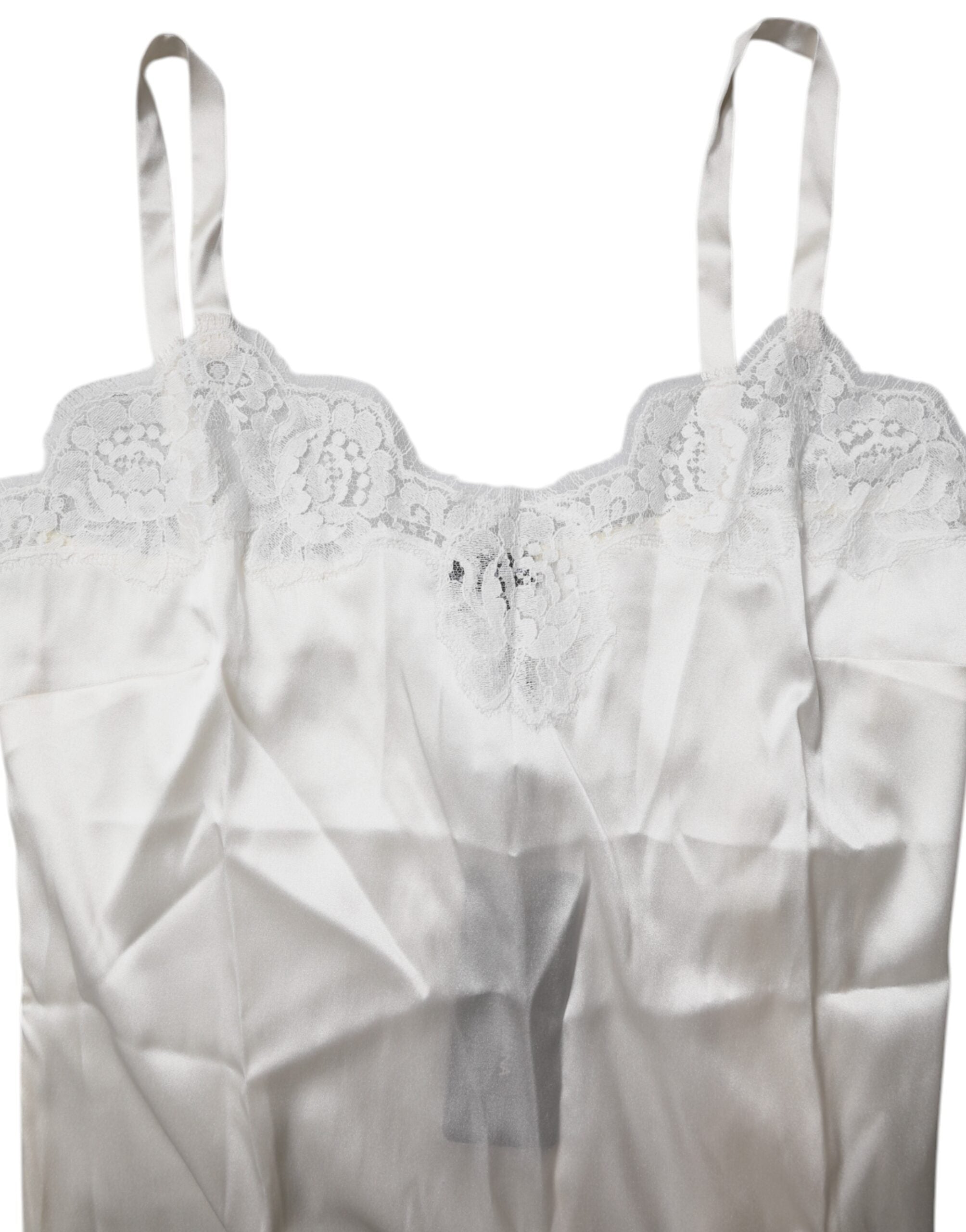 Dolce & Gabbana Top White Satin Lace Tank Lingerie Underwear