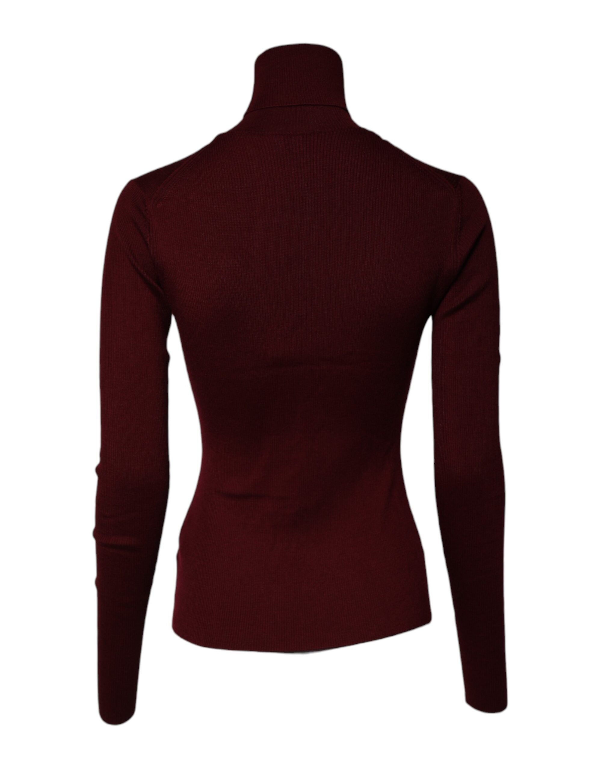 Dolce & Gabbana Burgundy Long Sleeves Turtleneck Slim Sweater