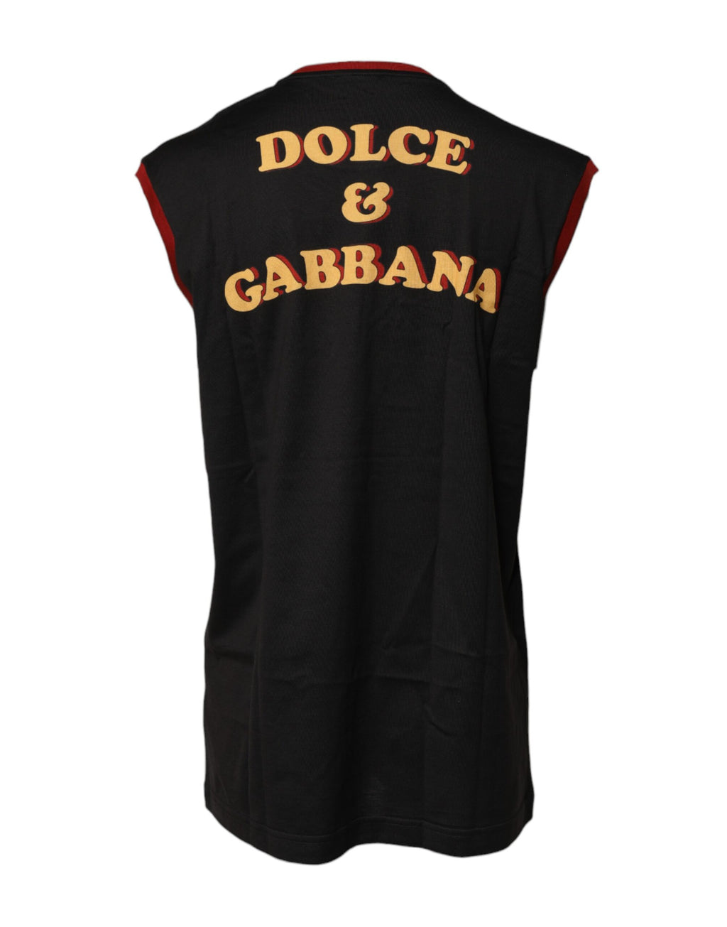 Dolce & Gabbana Black Pin Up Cotton Round Neckline Tank Top