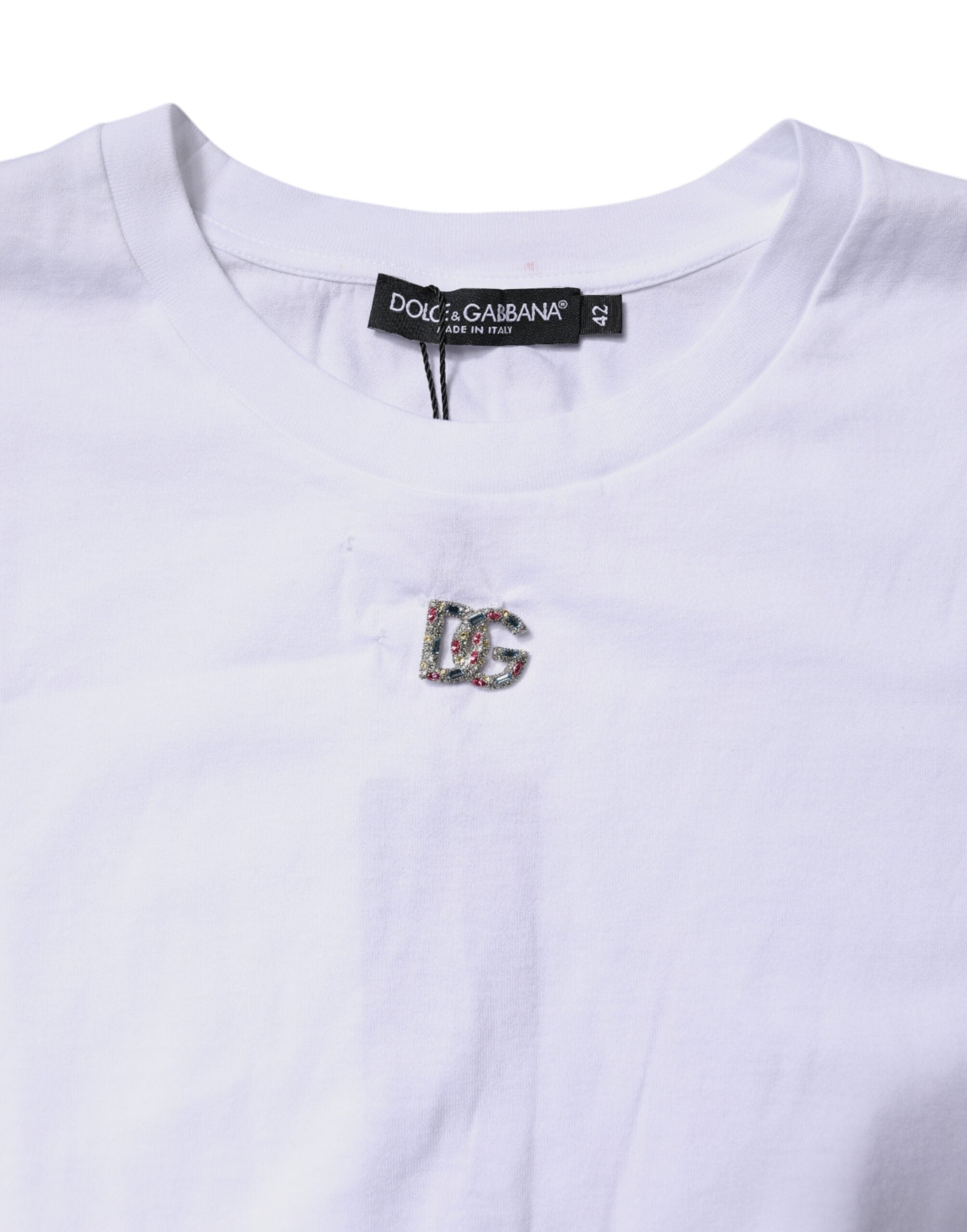 Dolce & Gabbana White Cotton Sleeveless Round Neck Tank Top